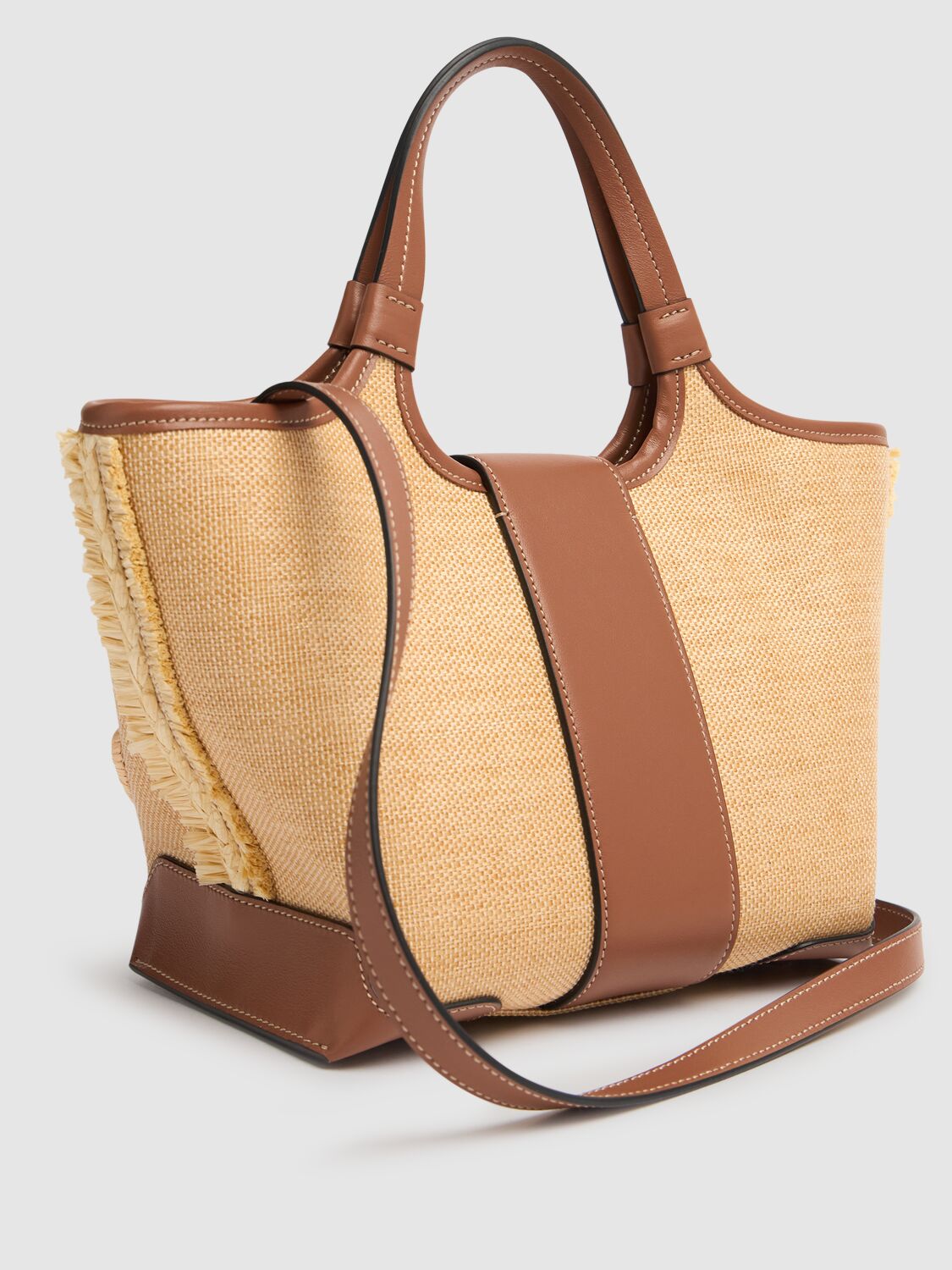 Roger Vivier Mini Grand Vivier Choc Raffia Bag In Beige