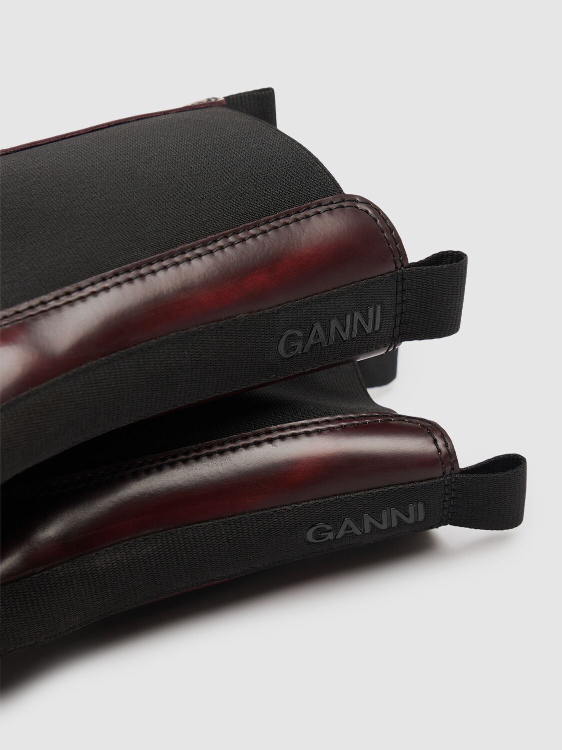 Shop Ganni 50mm Mid Cleated Chelsea Boots In Black/dark Burg