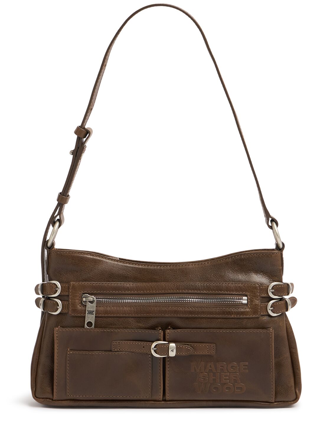 MARGESHERWOOD Flat Pocket Washed Leather Shoulder Bag