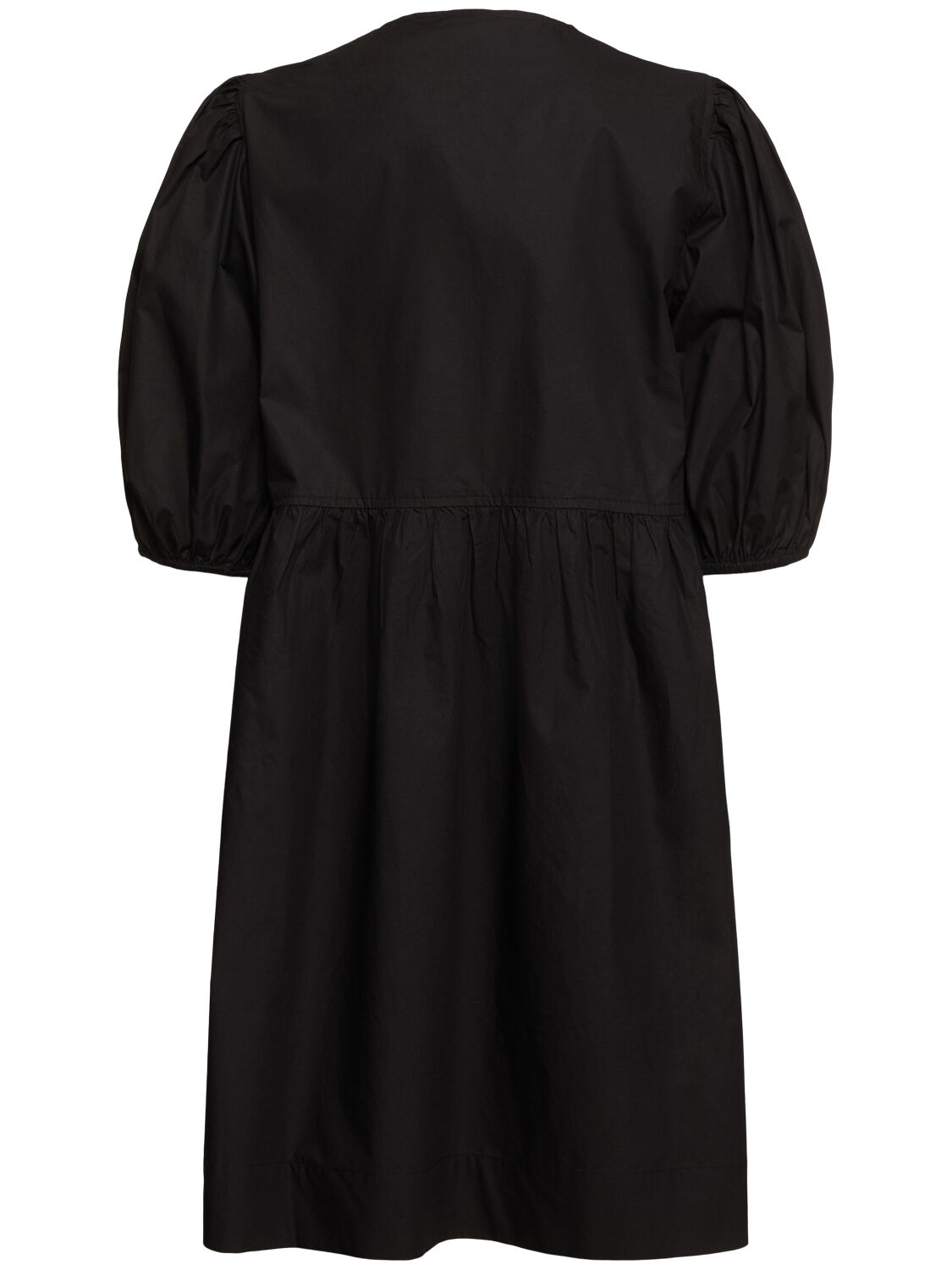 GANNI TIE STRING COTTON POPLIN MINI DRESS 