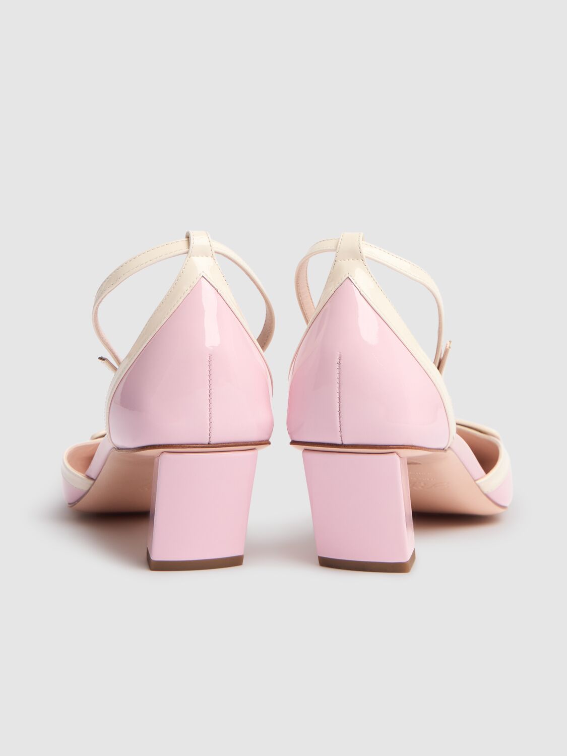 Shop Roger Vivier 45mm Belle Vivier Patent Pumps In Pink,white