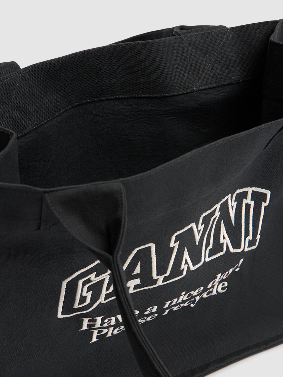 Ganni Large Easy Denim Shopping Bag In Phantom