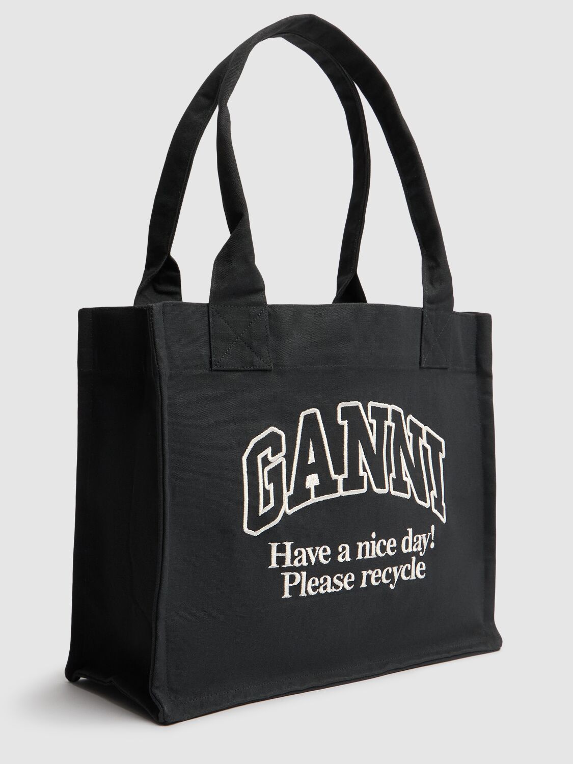 Ganni Large Easy Denim Shopping Bag In Phantom