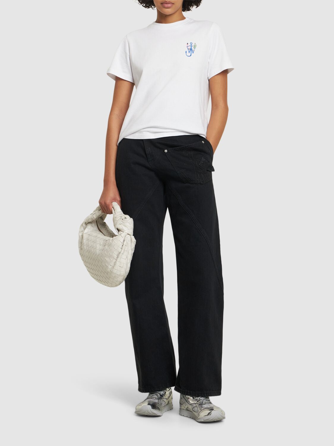 JW ANDERSON ANCHOR EMBROIDERY BACK PRINT T-SHIRT 