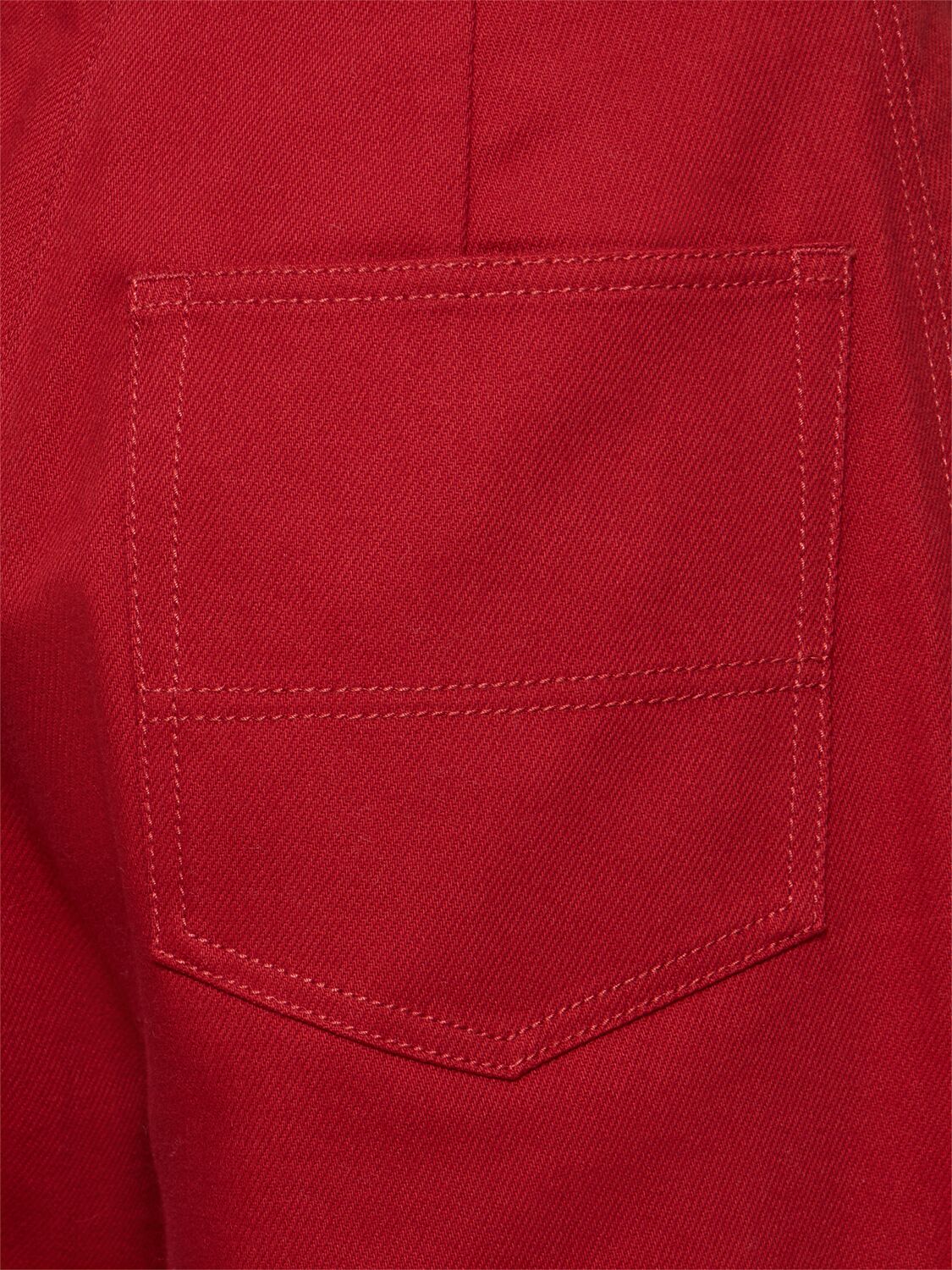 Shop Max Mara Ruggero Cotton Drill Wide Pants In Red