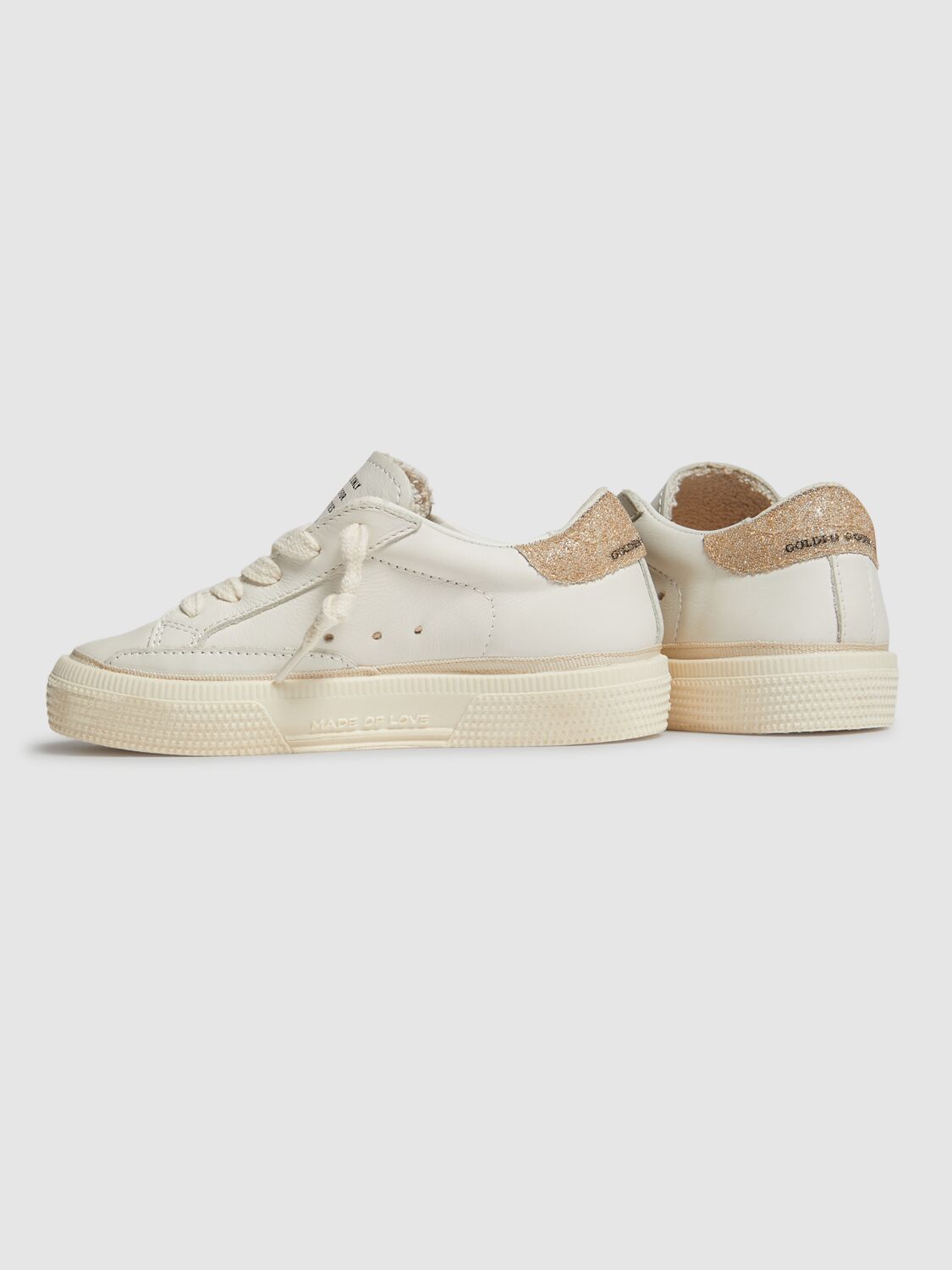 GOLDEN GOOSE MAY LEATHER & CRYSTAL SNEAKERS 