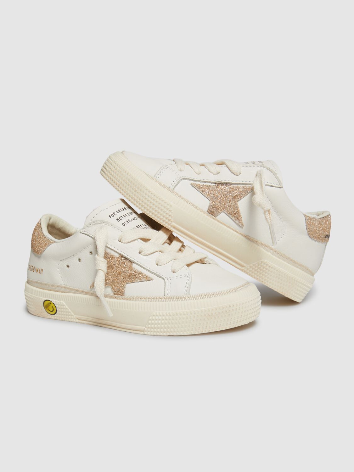 GOLDEN GOOSE MAY LEATHER & CRYSTAL SNEAKERS 