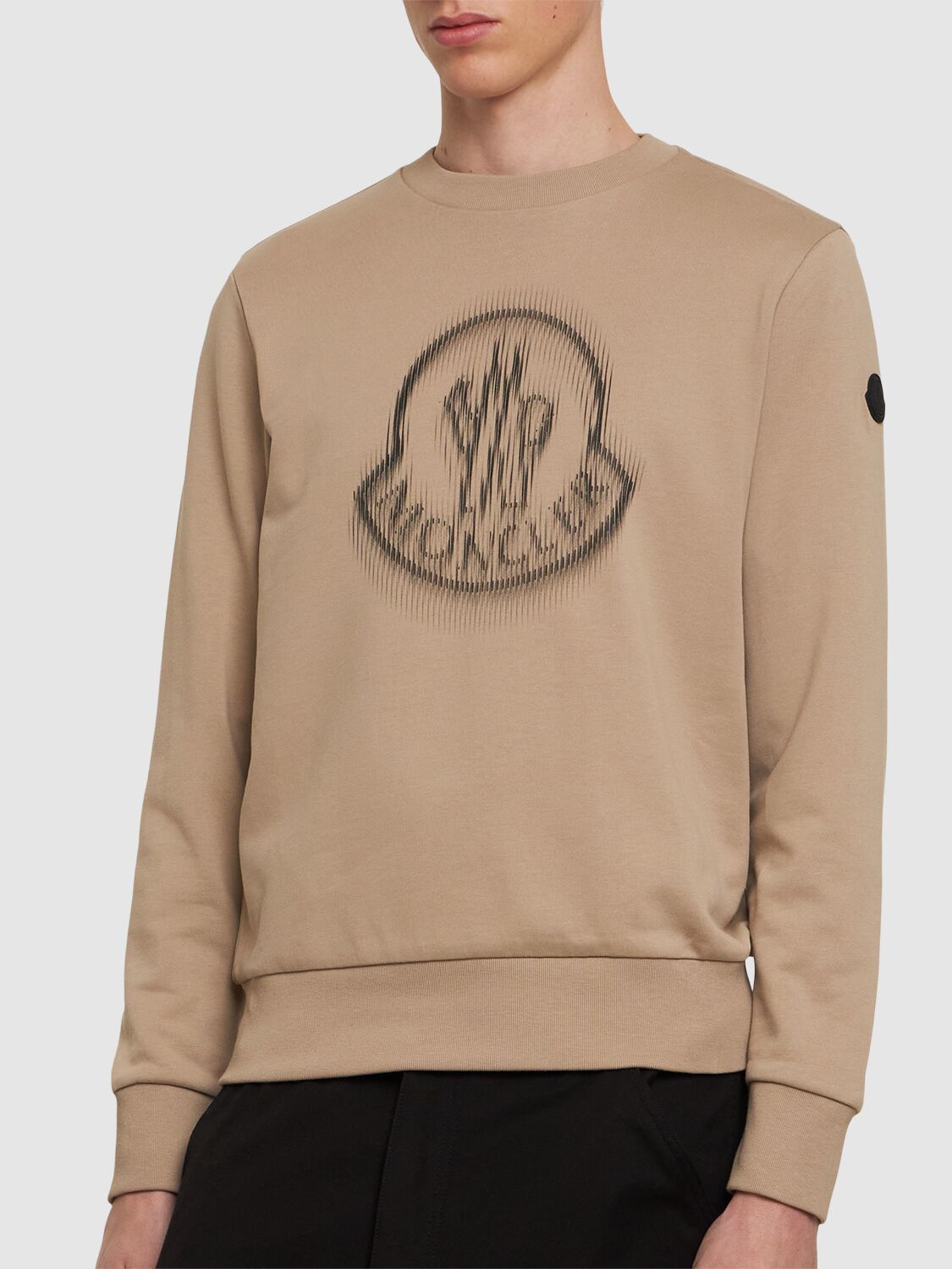 Moncler Blurred Logo Graphic Sweatshirt In Sand Beige
