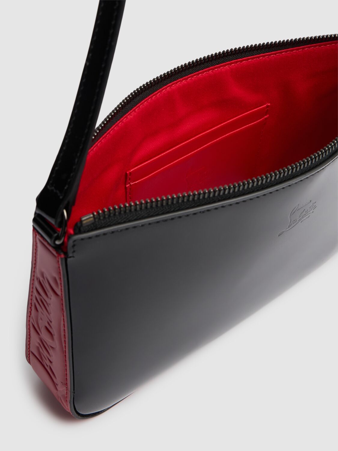 Shop Christian Louboutin Mini Loubila Crystal Shoulder Bag In 黑色