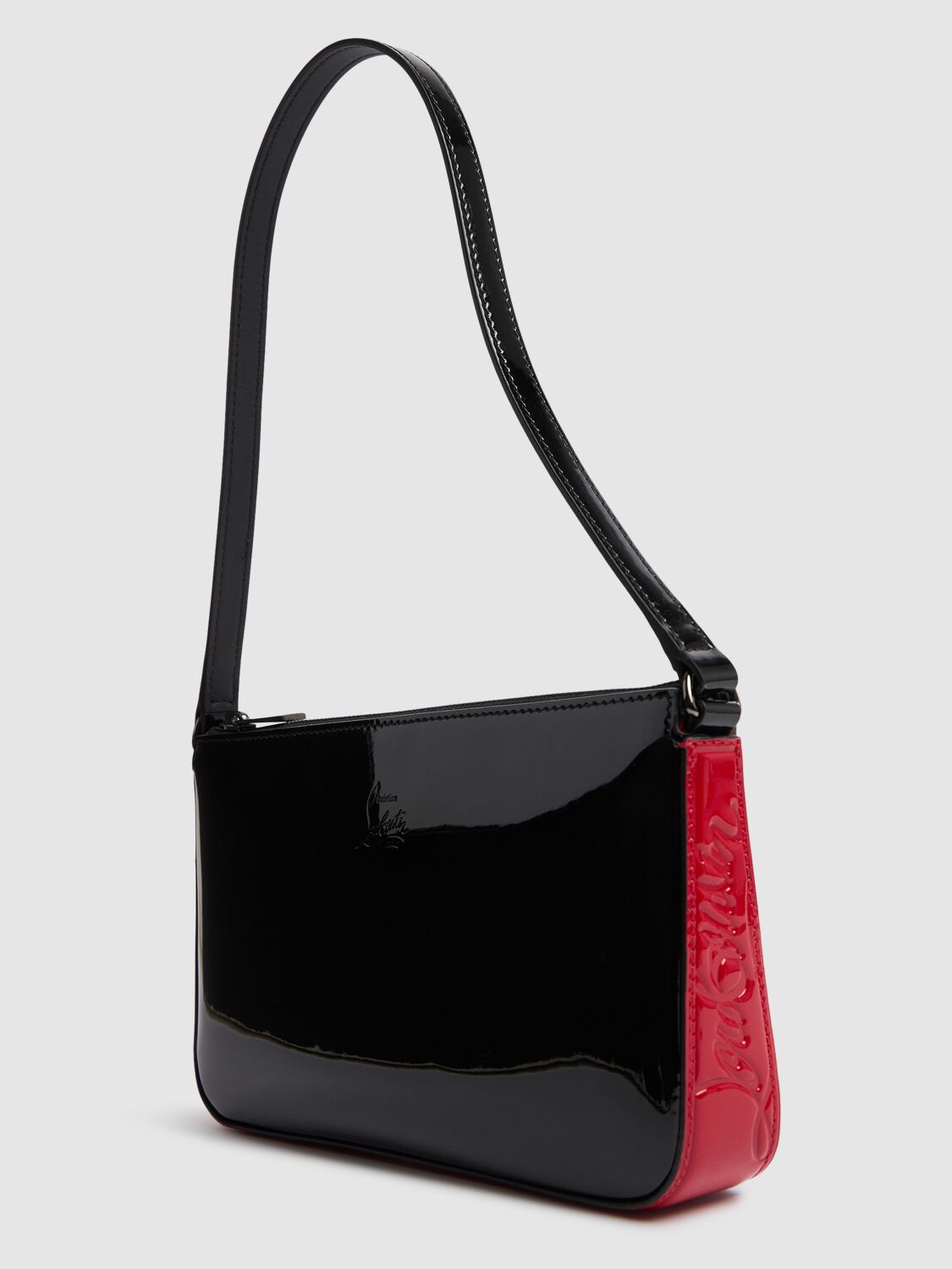 Shop Christian Louboutin Mini Loubila Crystal Shoulder Bag In 黑色