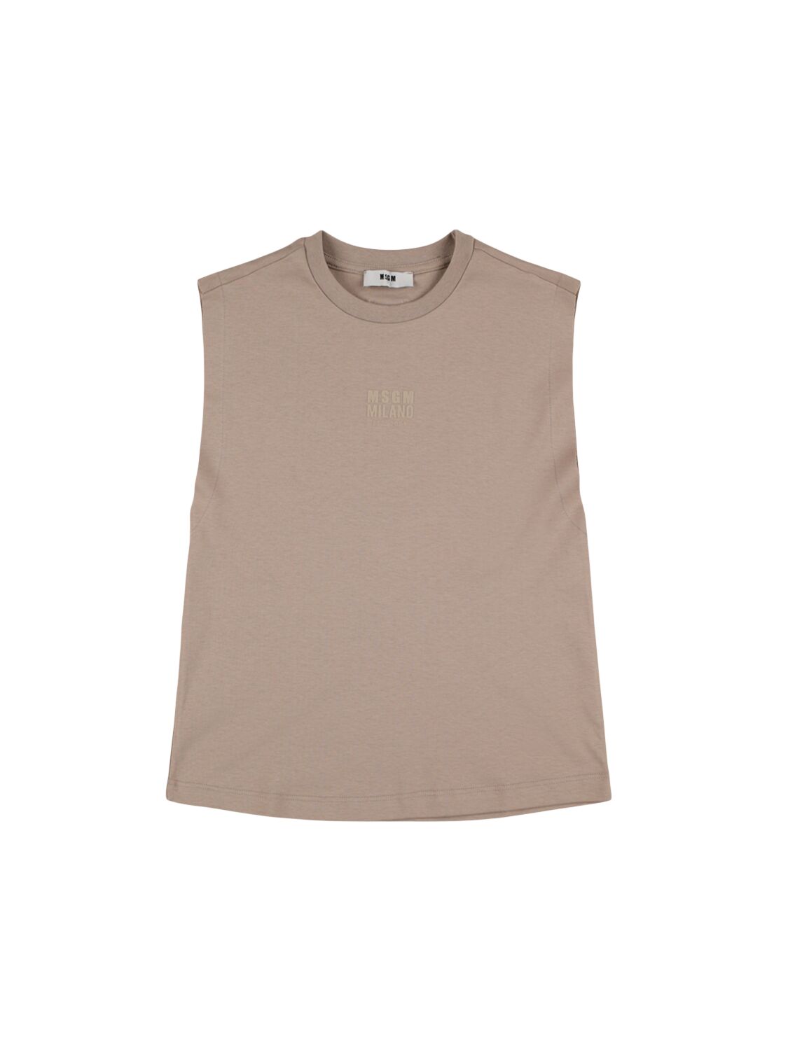 Msgm Printed Cotton Jersey Tank Top In Dark Grey