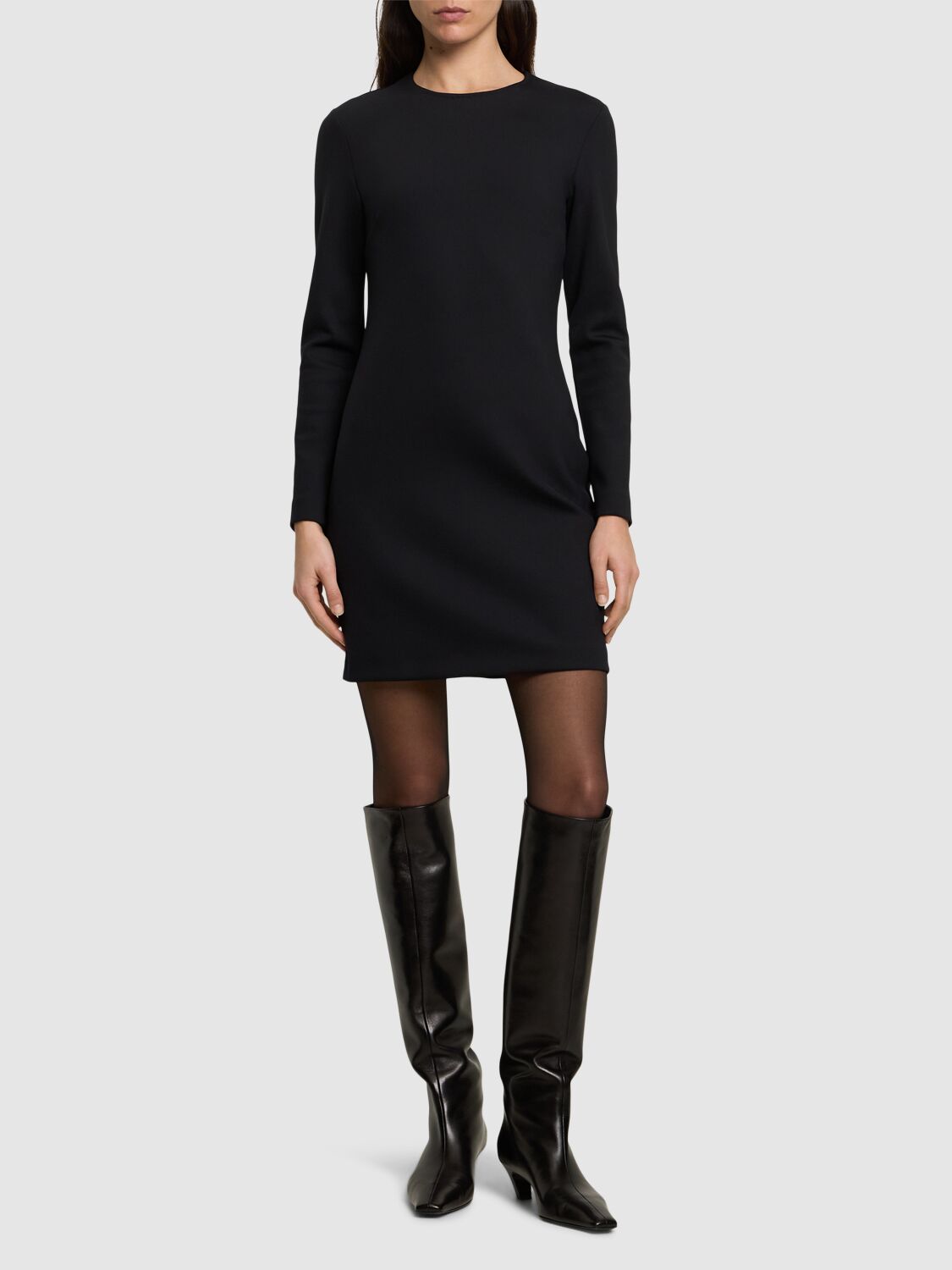 AEXAE Wool Contoured Turtleneck Long Sleeve Mini Dress | Women...