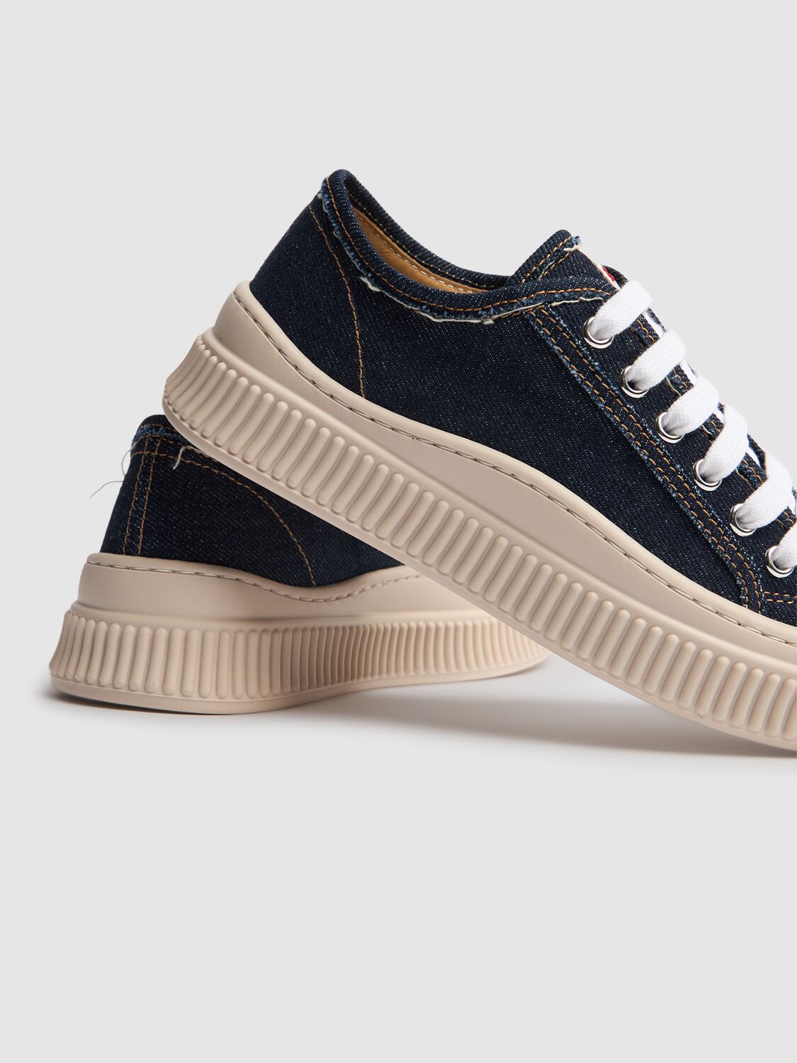 Marni Junior Denim Lace-up Sneakers W/ Logo In Blue