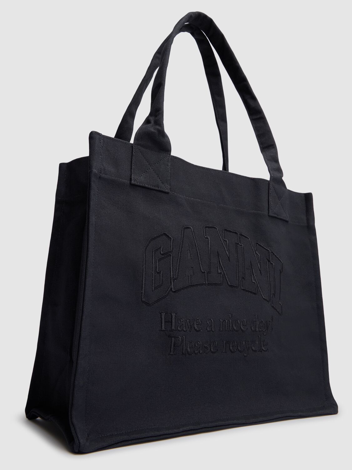 Ganni Large Easy Recycled Cotton Tote Bag In Phantom