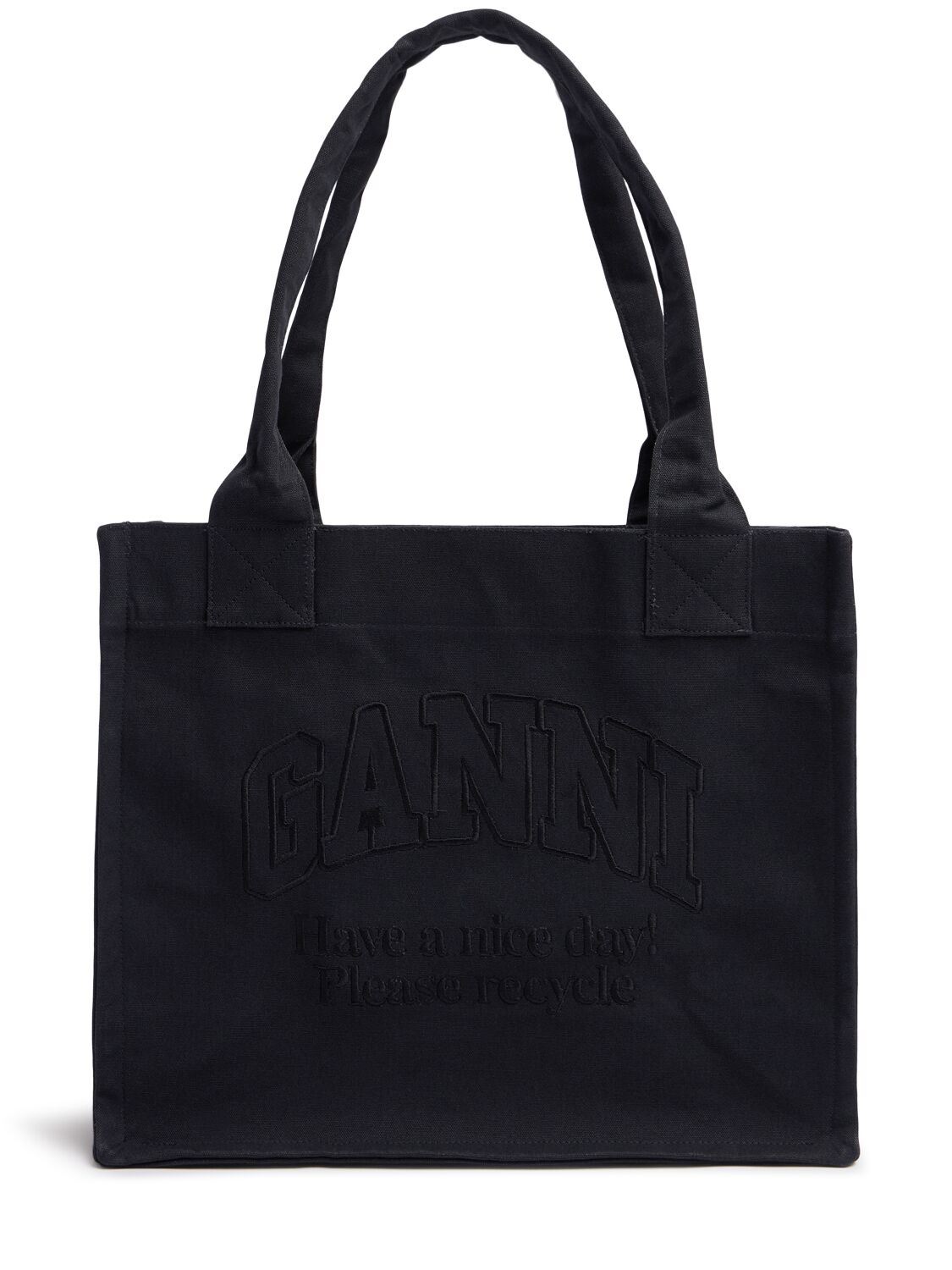 Ganni Large Easy Recycled Cotton Tote Bag In Phantom