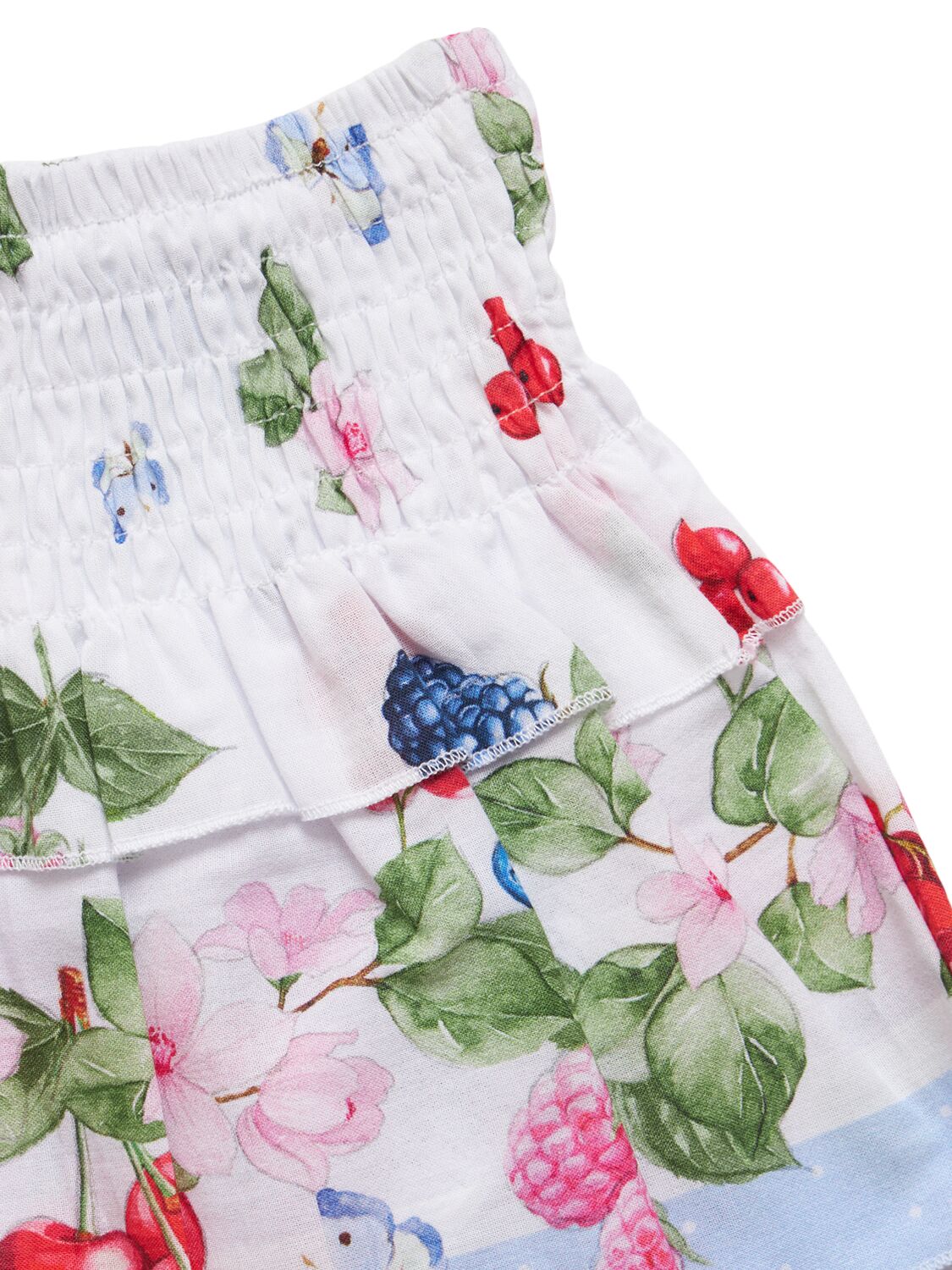 MONNALISA PRINTED COTTON MUSLIN TOP & SKIRT 