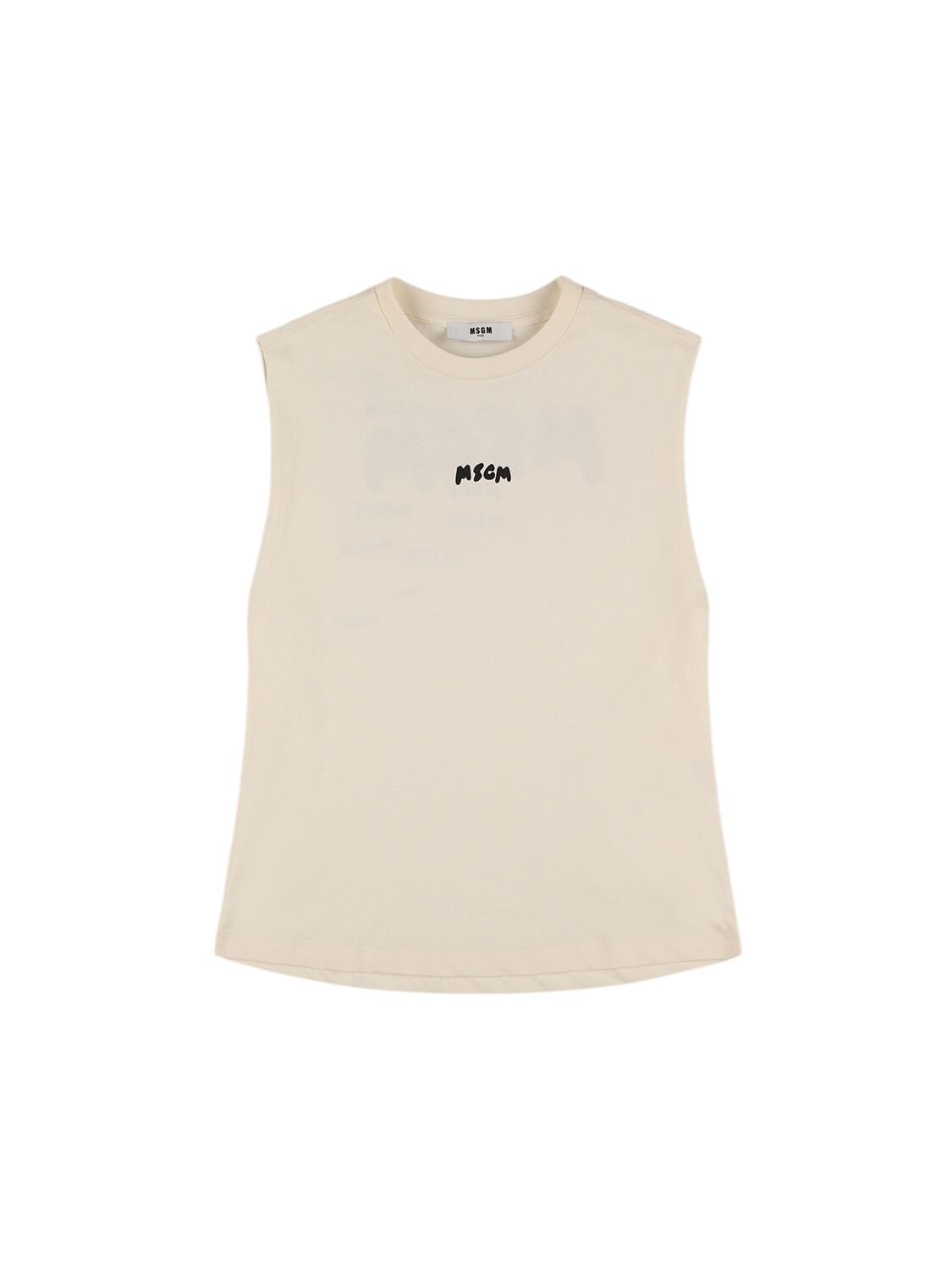 Msgm Printed Cotton Jersey Tank Top In Off-white