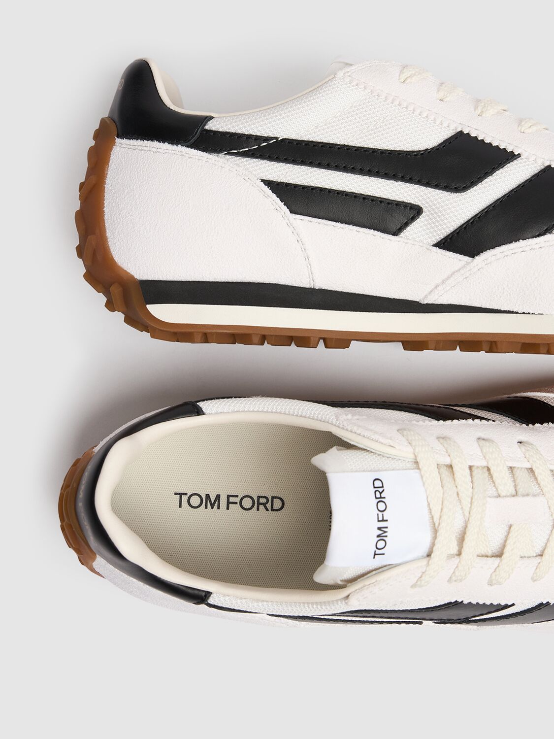 Shop Tom Ford Mick Suede & Technical Fabric Sneakers In Optical White/b