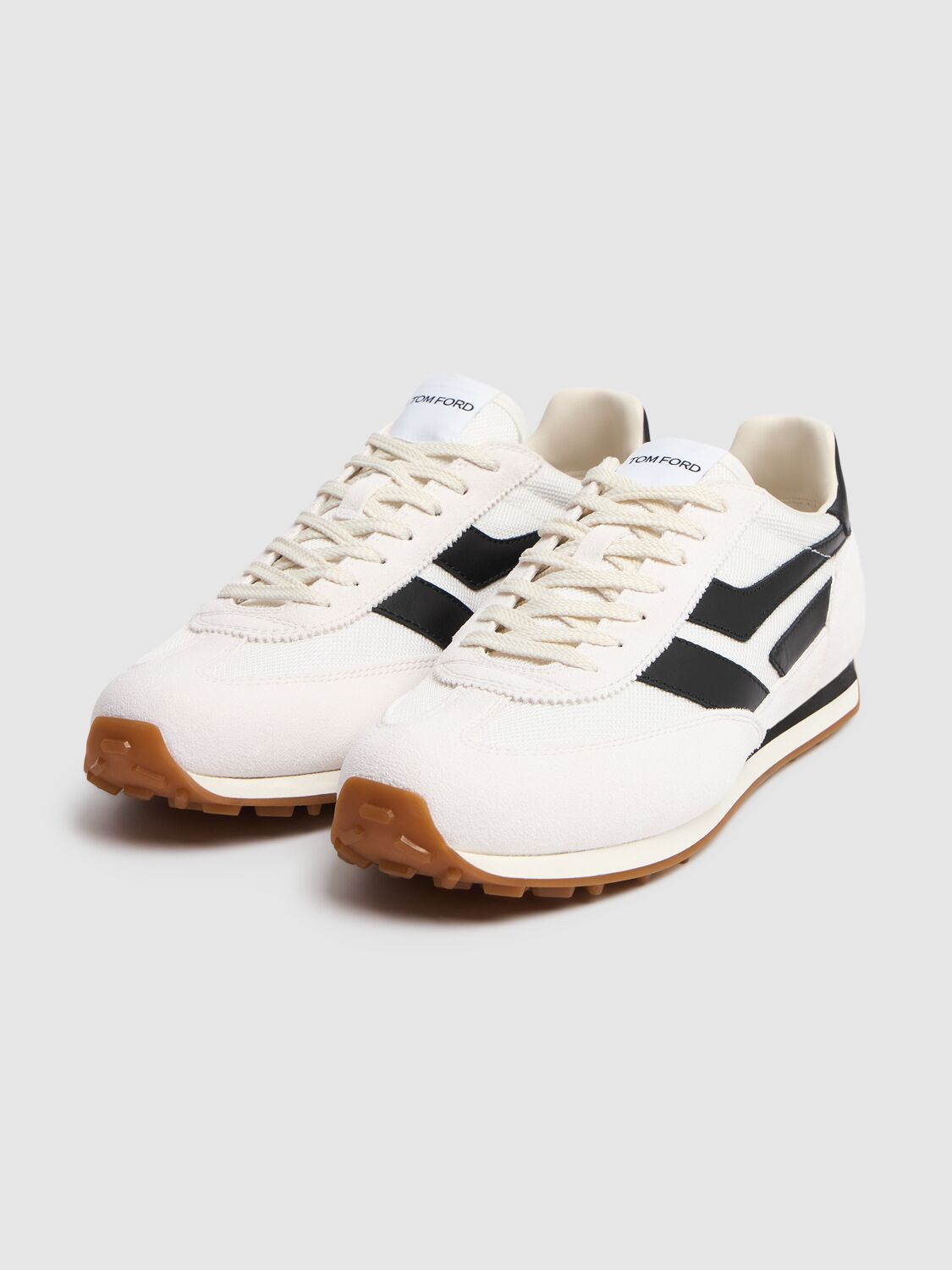 Shop Tom Ford Mick Suede & Technical Fabric Sneakers In Optical White/b
