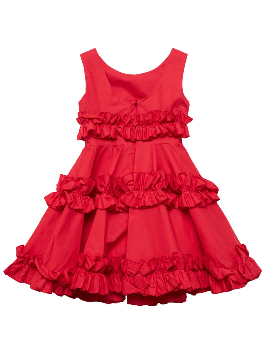 MONNALISA RUFFLED COTTON POPLIN DRESS 
