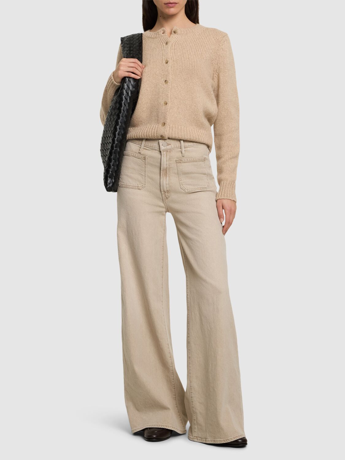 Shop Mother The Patch Pocket Undercover Sneak Jeans In Beige