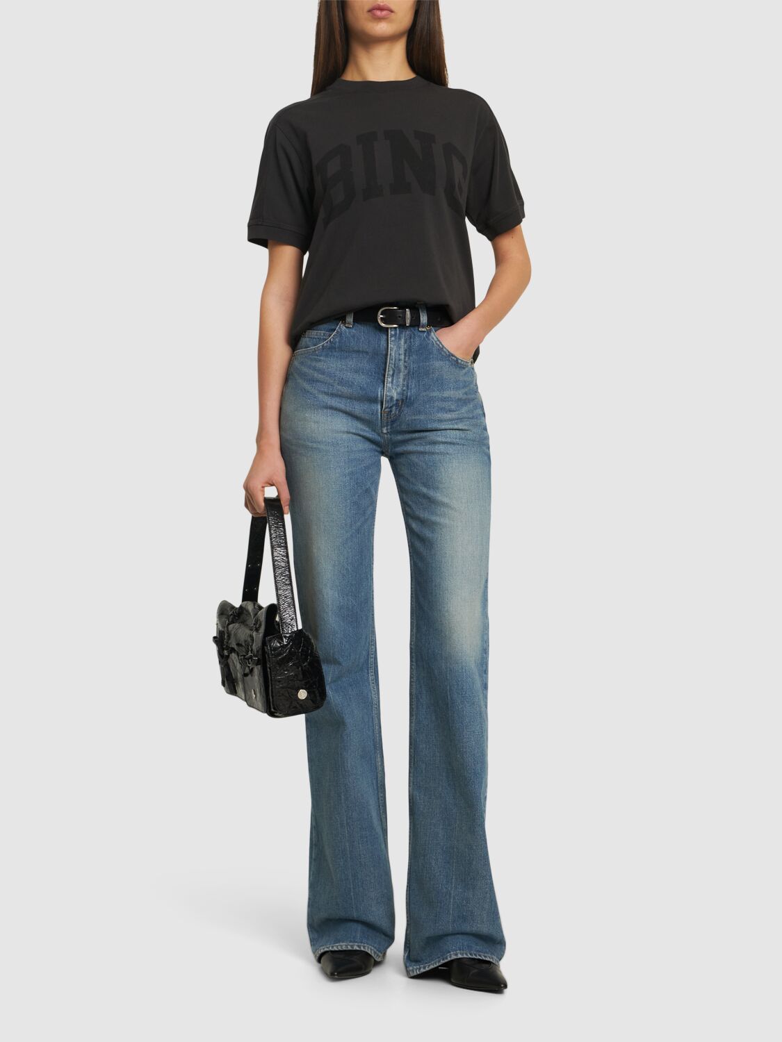 ANINE BING JAYLIN LOGO JERSEY T-SHIRT 
