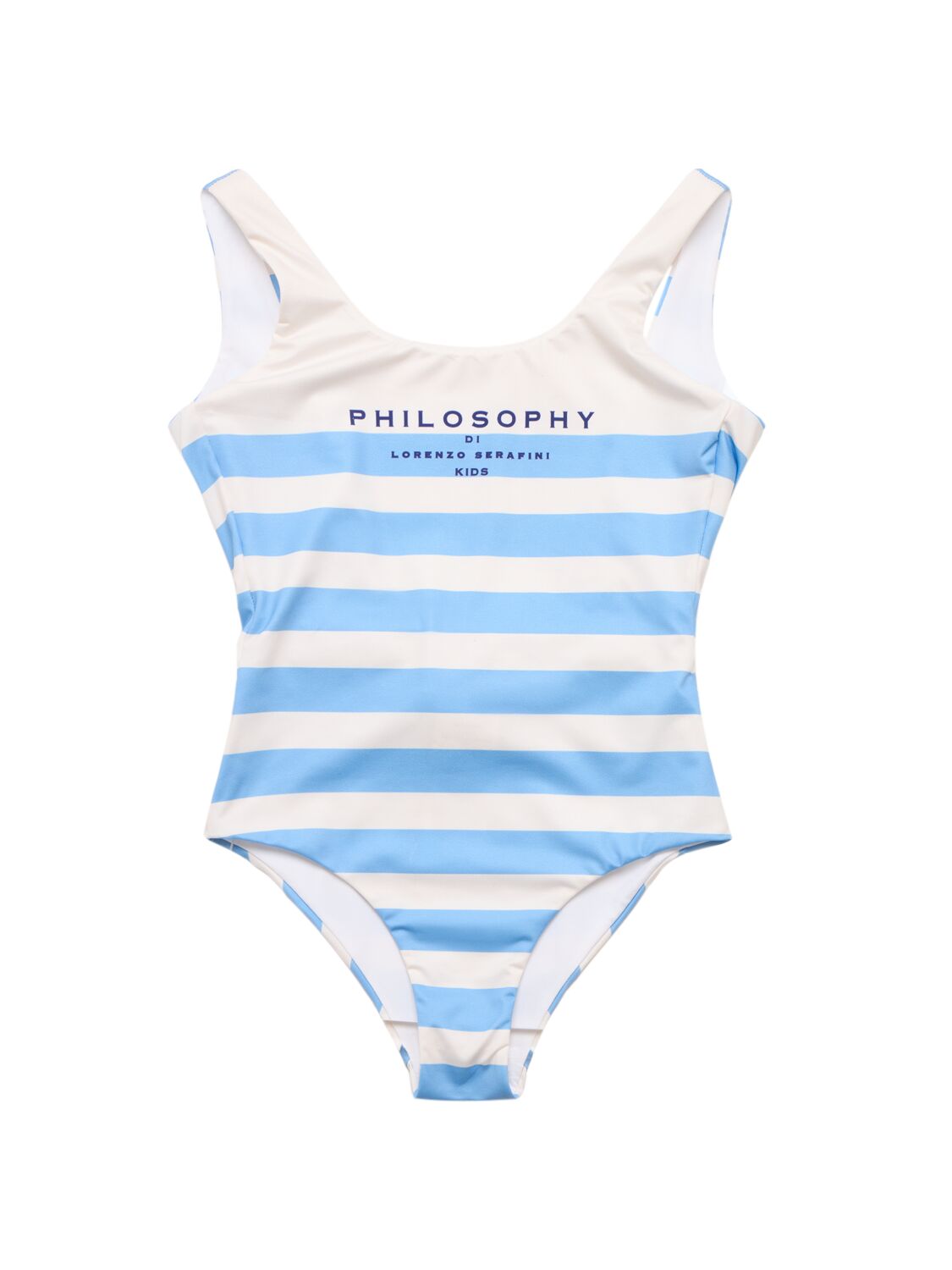 Philosophy Striped Poly Blend One Piece Swimsuit In White/blue