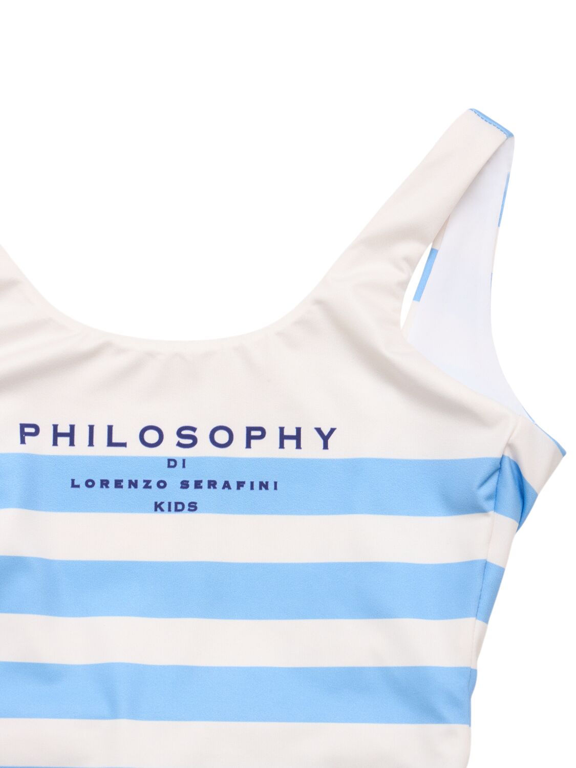 Shop Philosophy Striped Poly Blend One Piece Swimsuit In White/blue