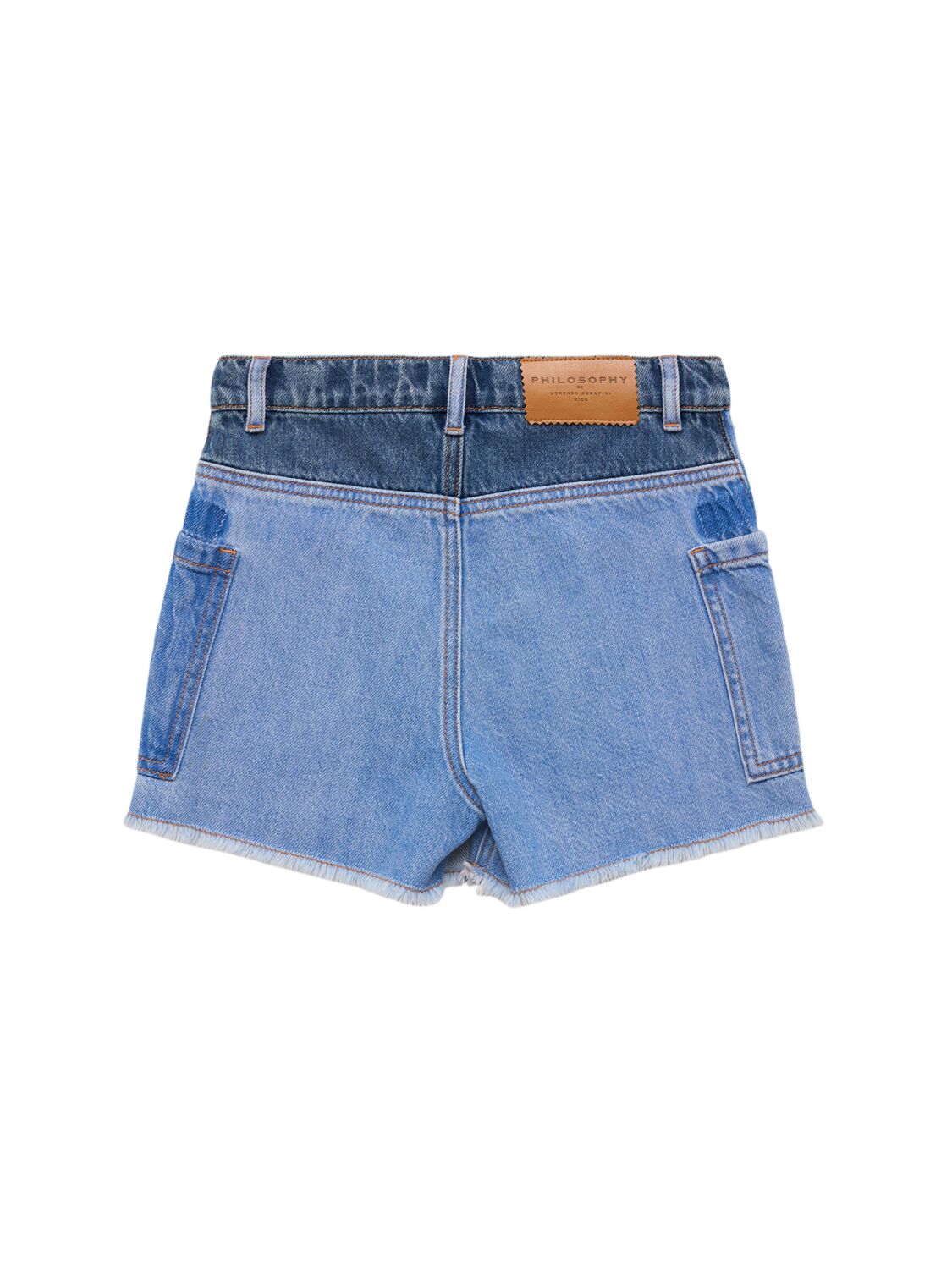 Philosophy Di Lorenzo Serafini Cotton Denim Wrap Shorts In Blue