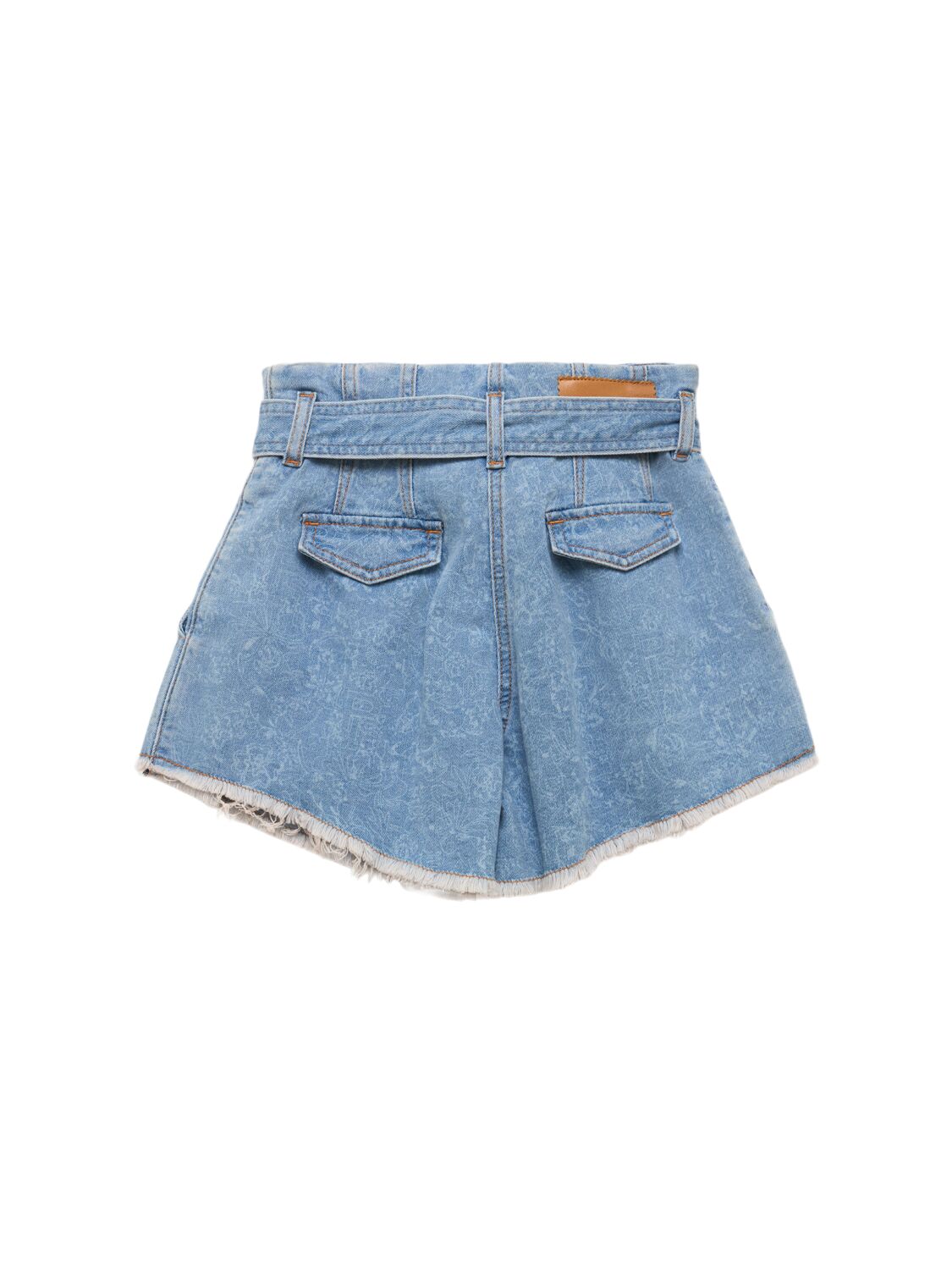 Philosophy Di Lorenzo Serafini Cotton Blend Denim Shorts W/ Belt In Blue