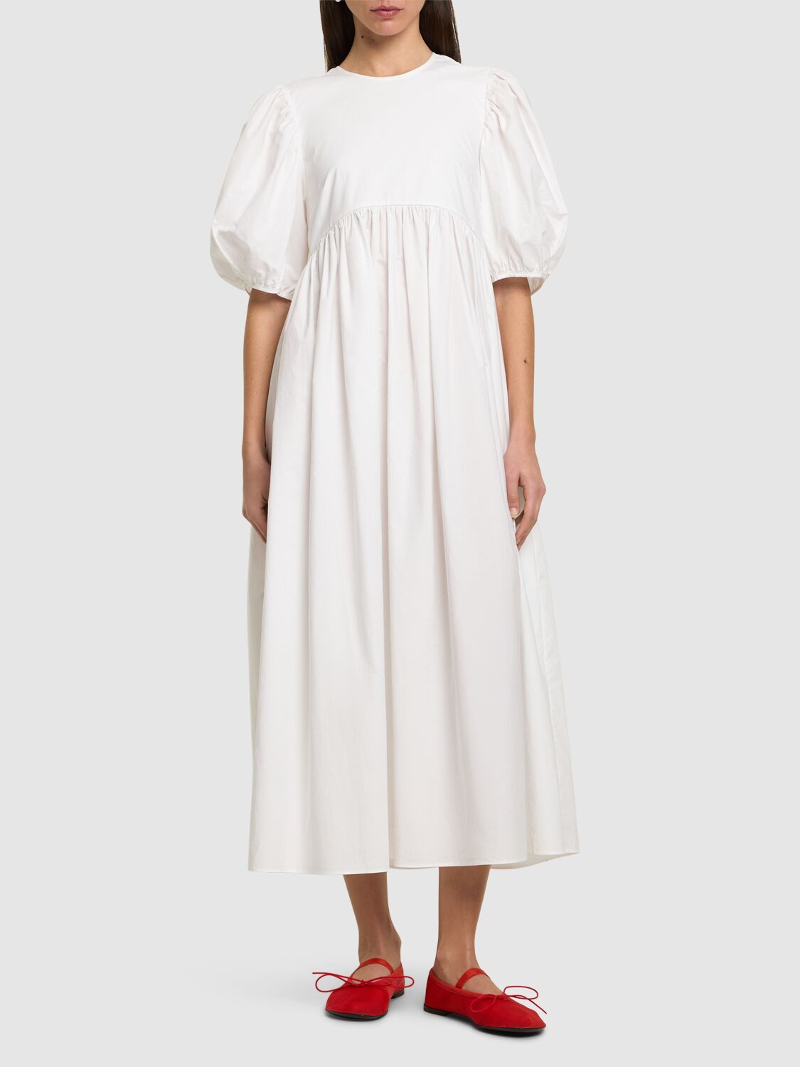 CECILIE BAHNSEN AILEY COTTON POPLIN MIDI DRESS 