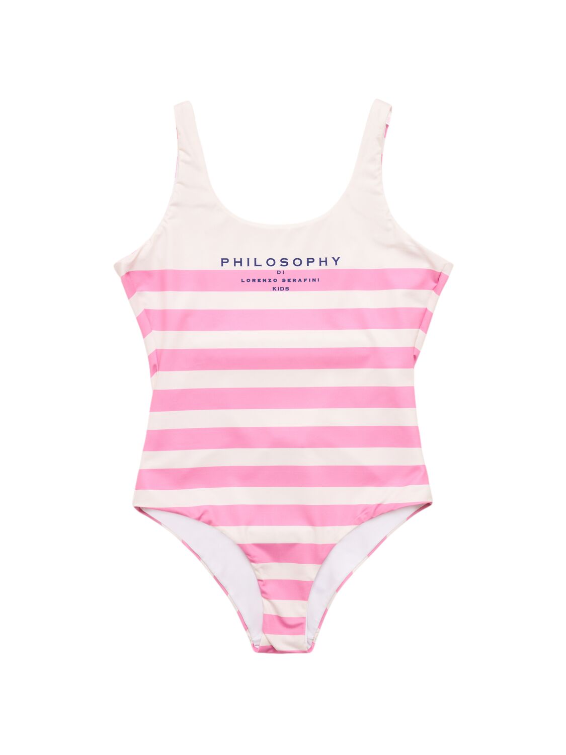 Philosophy Striped Poly Blend One Piece Swimsuit In White/pink