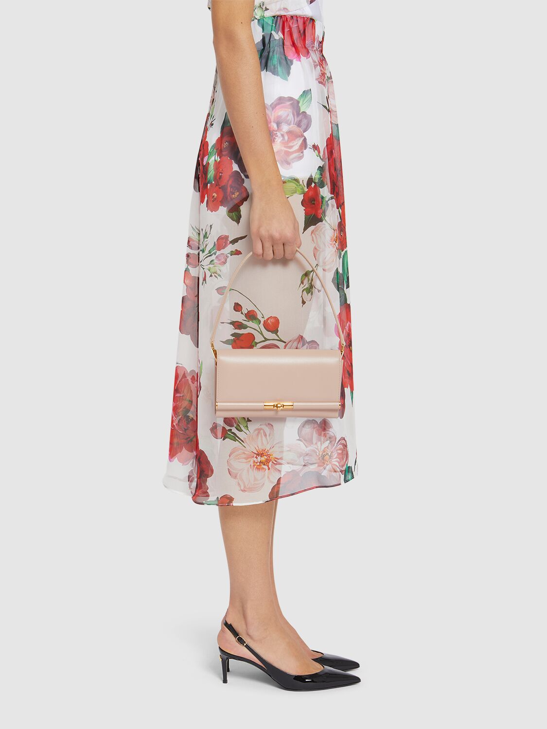 Dolce & Gabbana Marlene Palmellato Leather Wallet Bag In Nudo