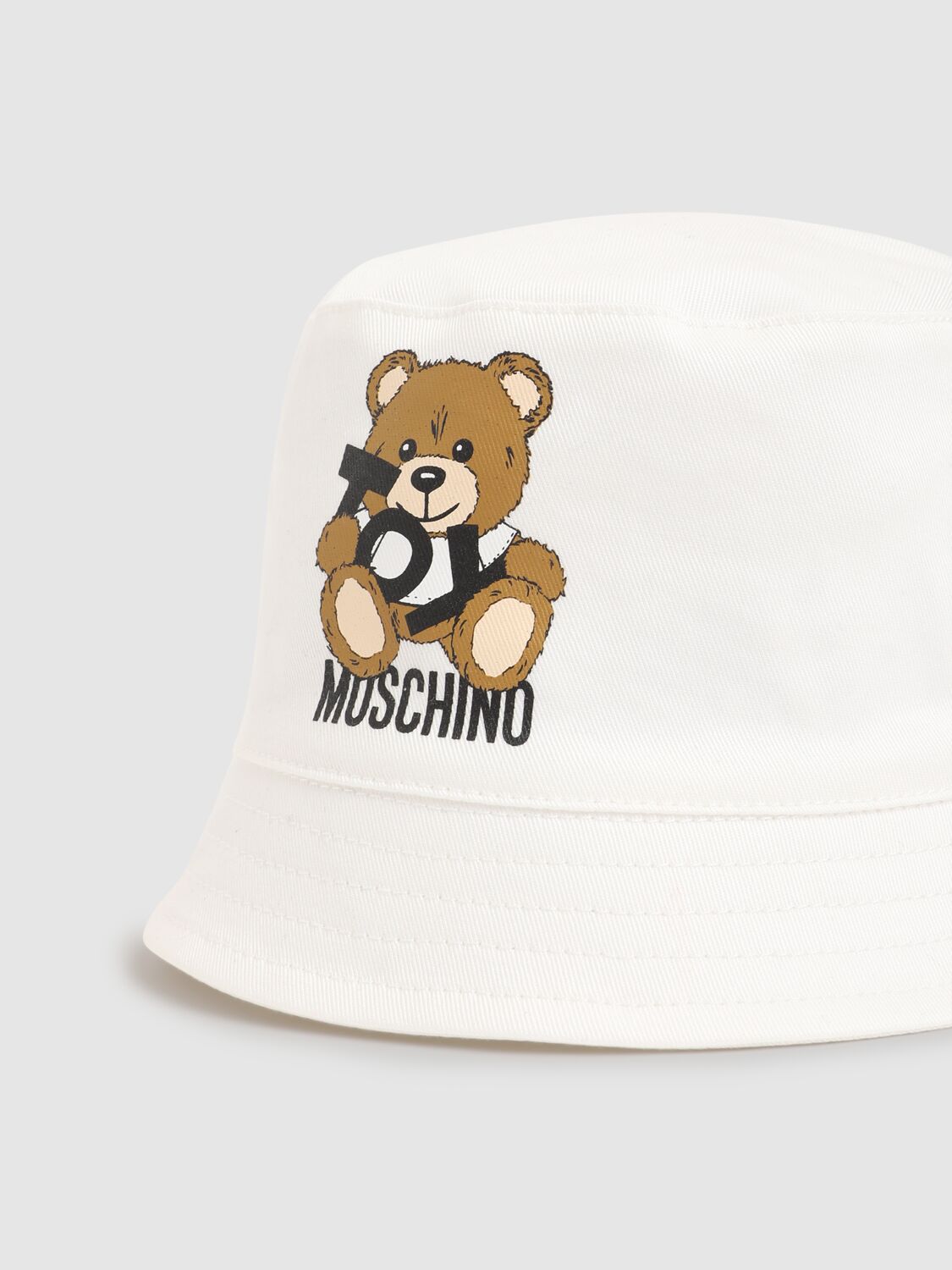 Moschino Printed Stretch Cotton Bucket Hat In White