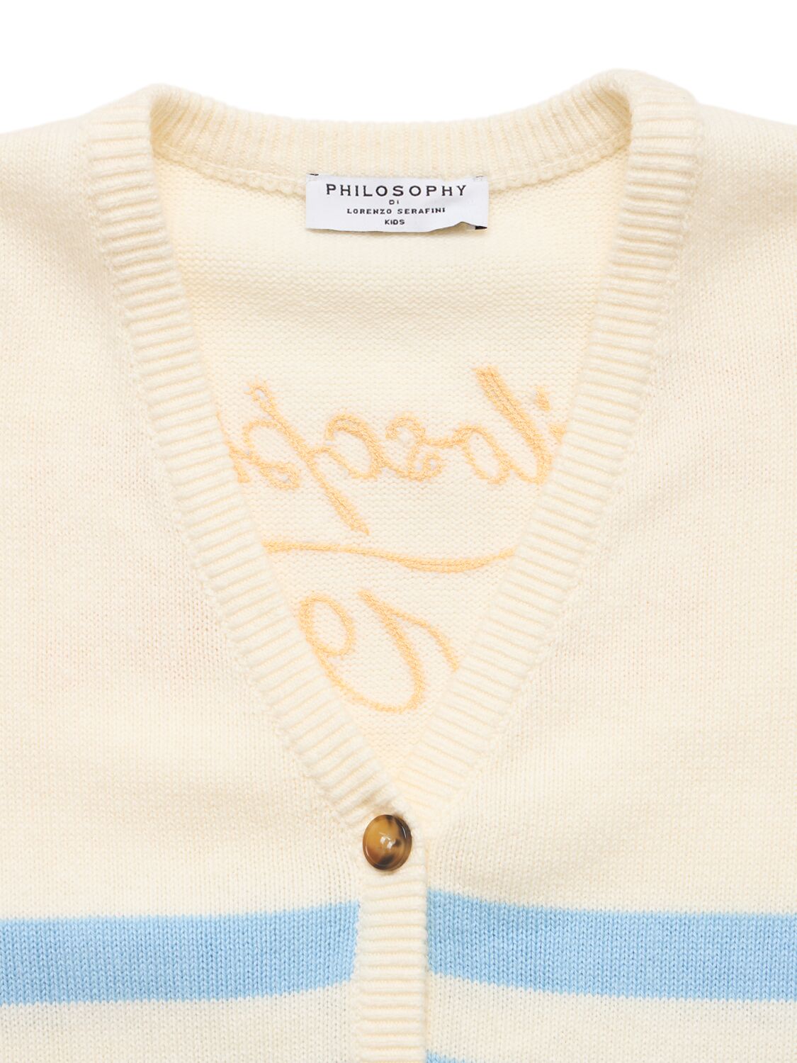 Shop Philosophy Striped Cotton Knit Cardigan In White/blue