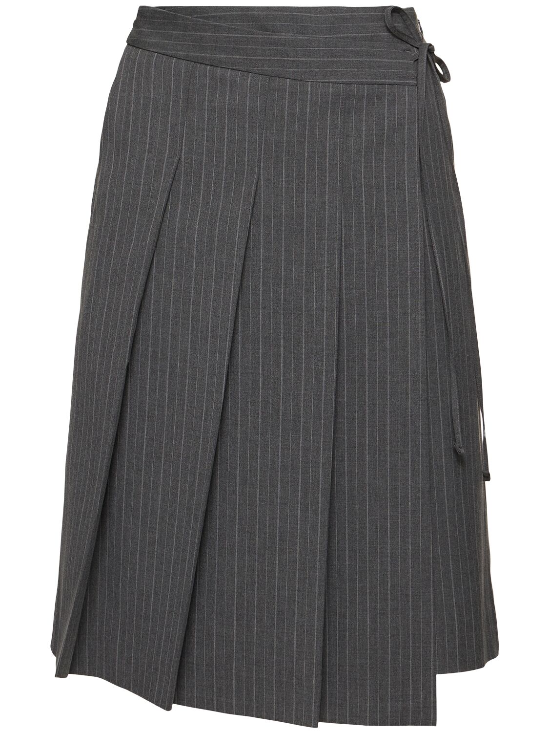 Ribbon Pleated Midi Skirt