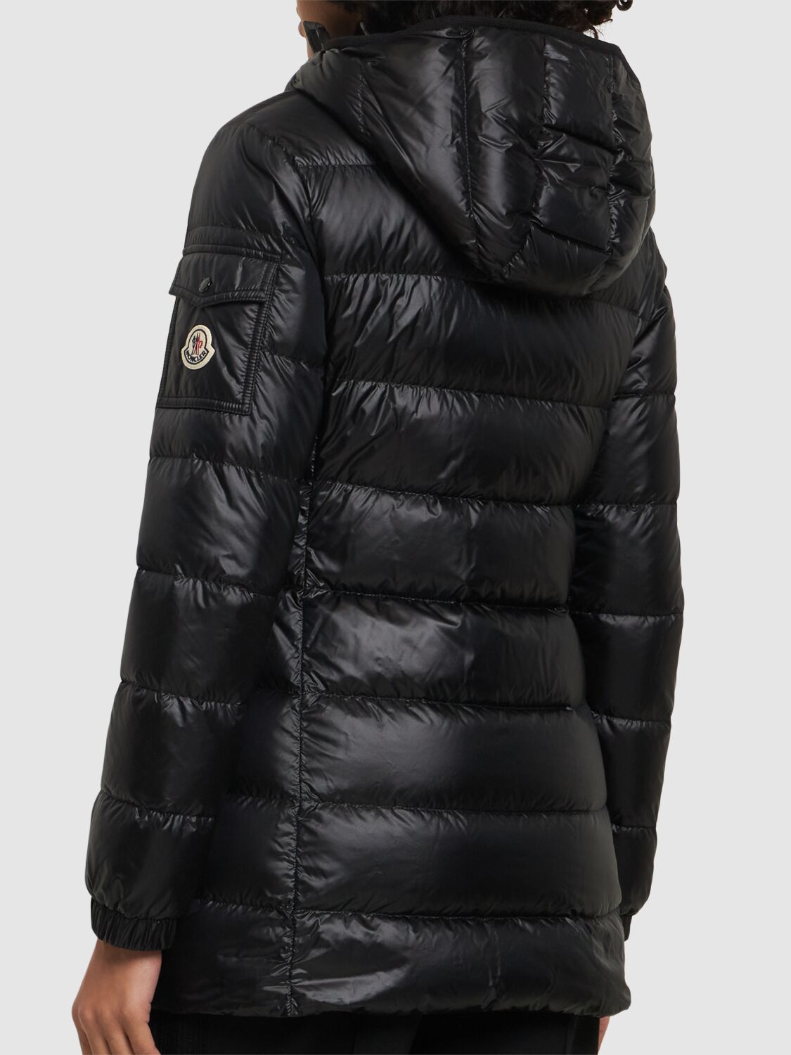 Moncler Courcelles Glossed Shell Parka Coat In Black