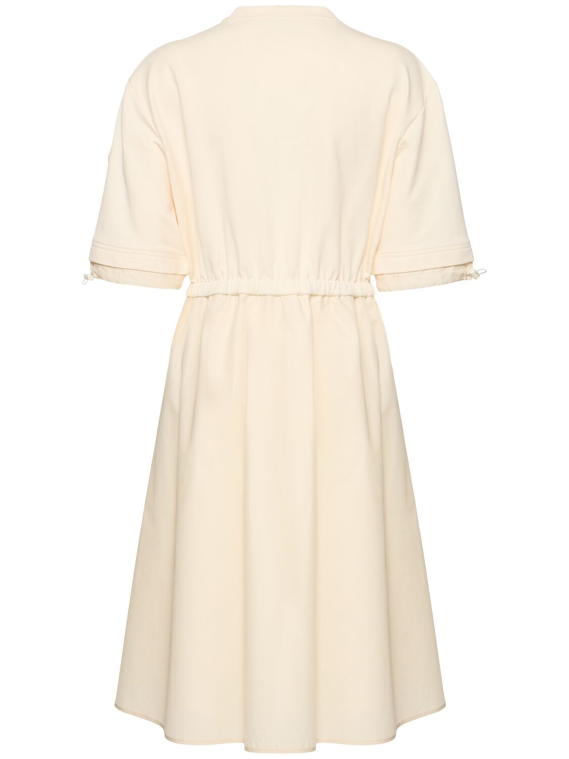 Moncler Cotton Fleece Jersey Dress In Silk White