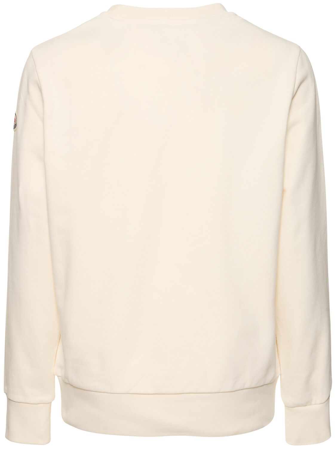 Shop Moncler Embroidered Logo Cotton Sweatshirt In White Ivory