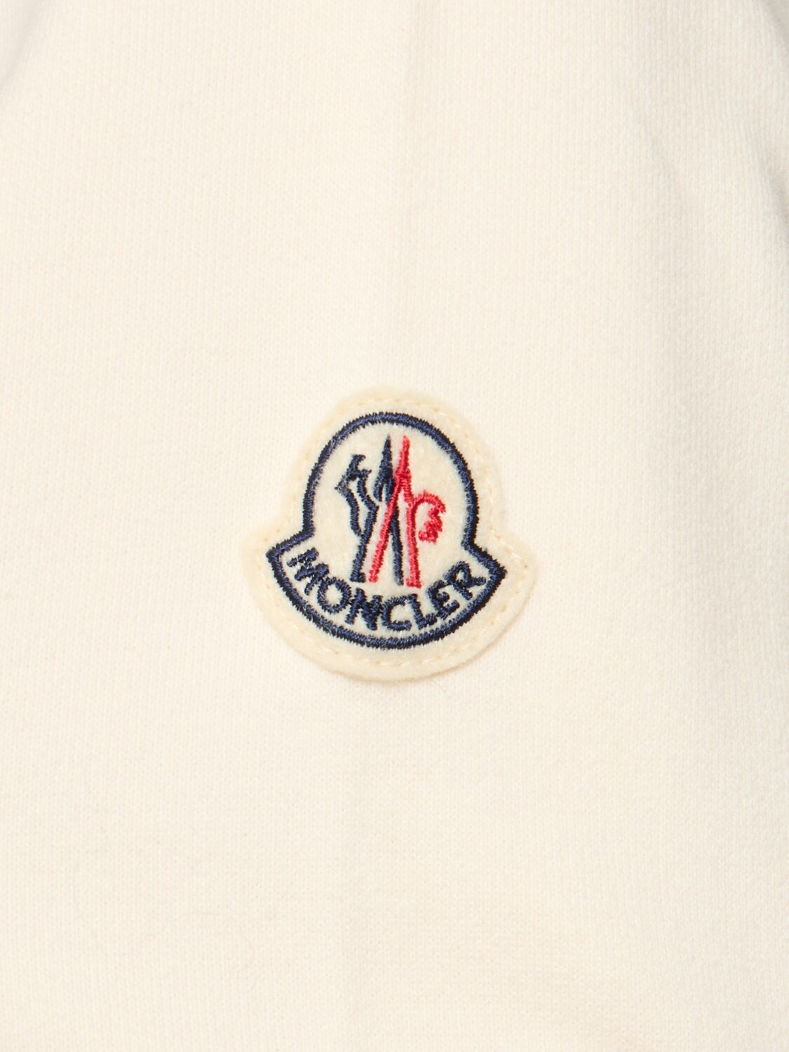 Shop Moncler Embroidered Logo Cotton Sweatshirt In White Ivory