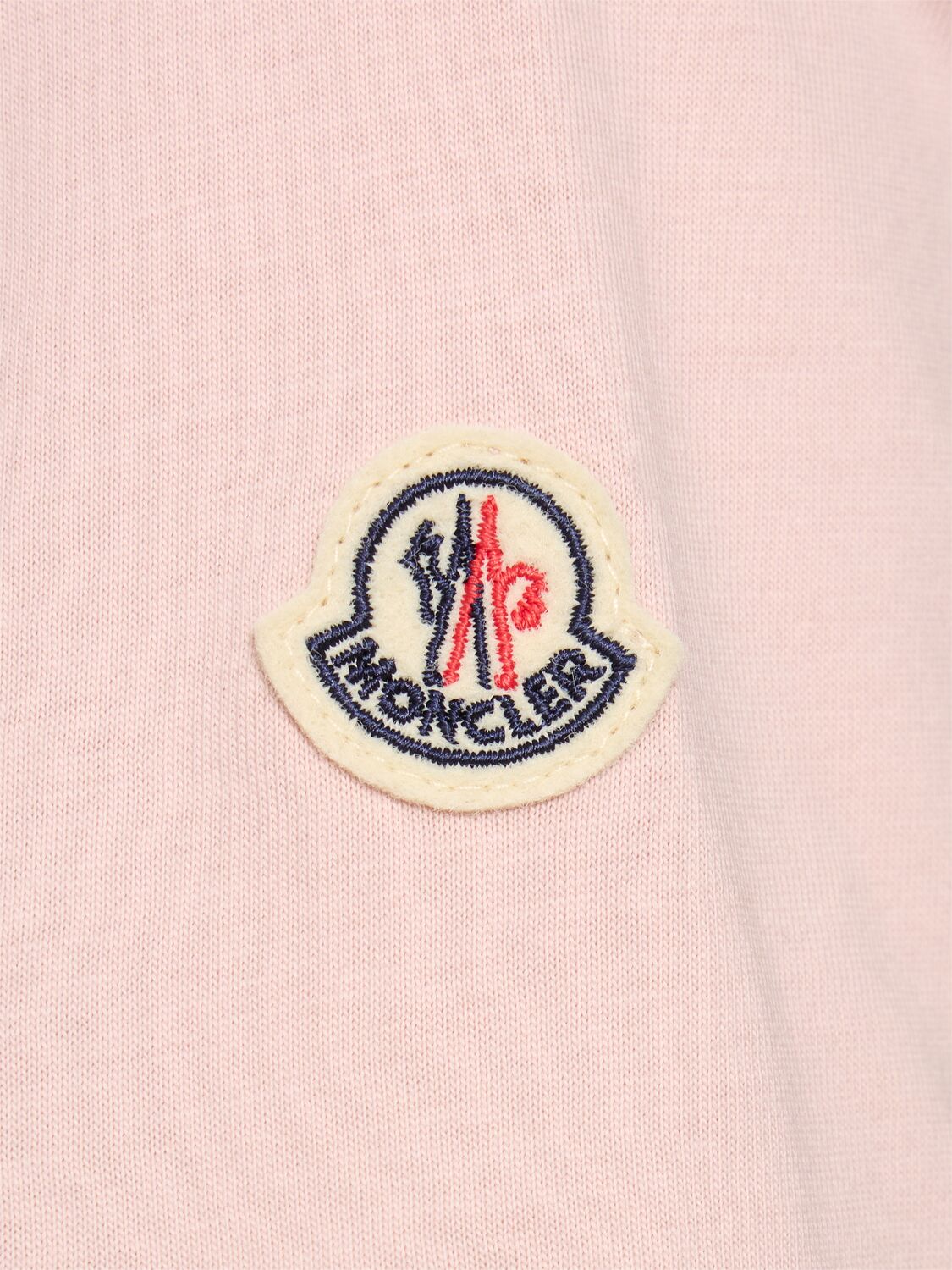 Moncler Pearl-embroidered Logo Cotton T-shirt Pink In Pink