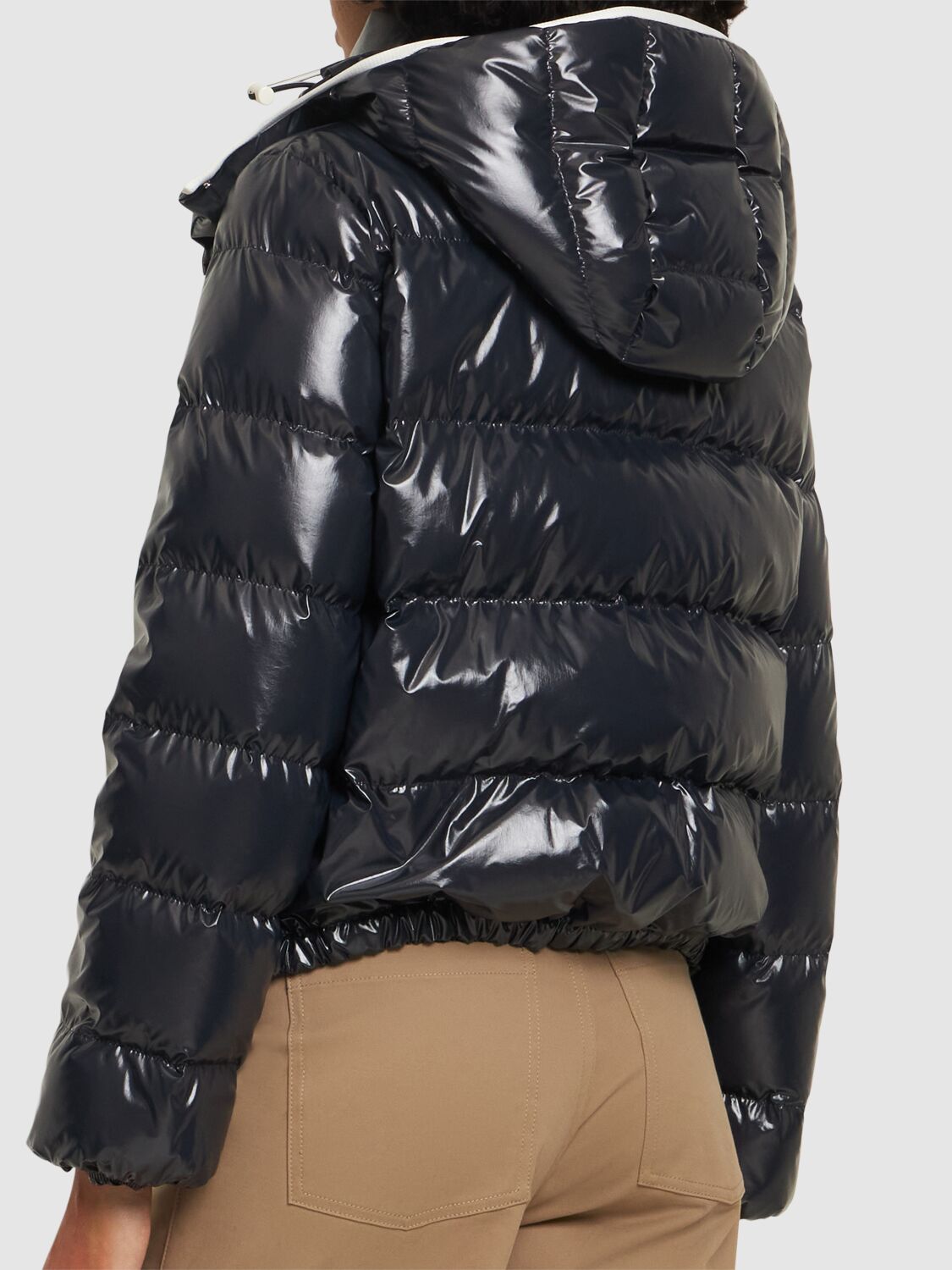 Moncler Beaded Hooded Down Jacket In 蓝色