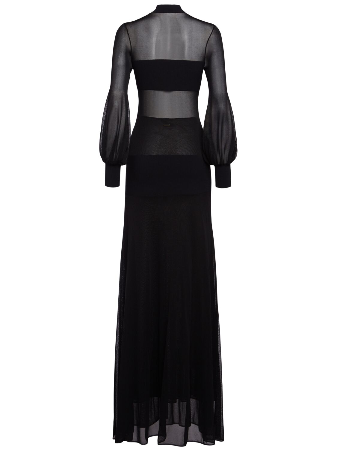 Tom Ford Sheer Turtleneck Gown In Black