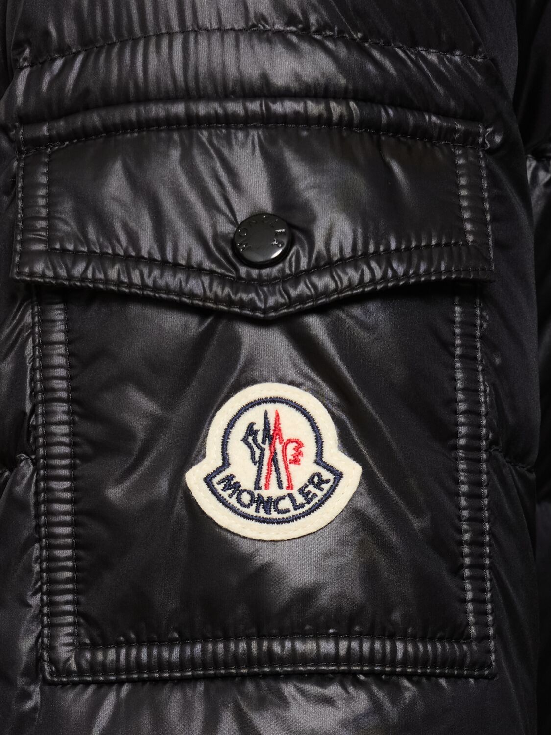 Moncler Courcelles Glossed Shell Parka Coat In Black