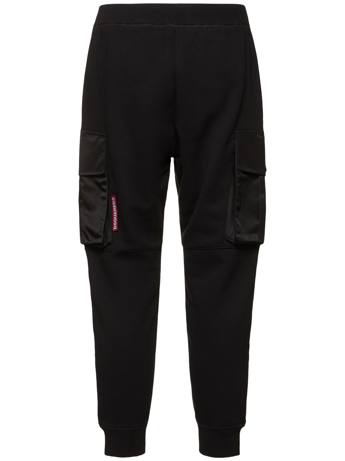 Dsquared2 Cargo Trousers With Elasticated Cuffs And Drawstring Waist In Black