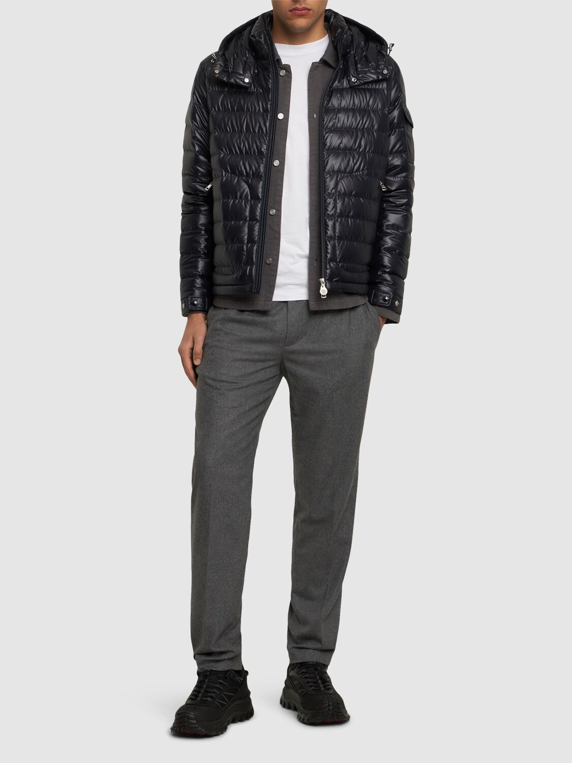 Moncler Men's Lauros Hooded Short Down Jacket In Midnight Blue