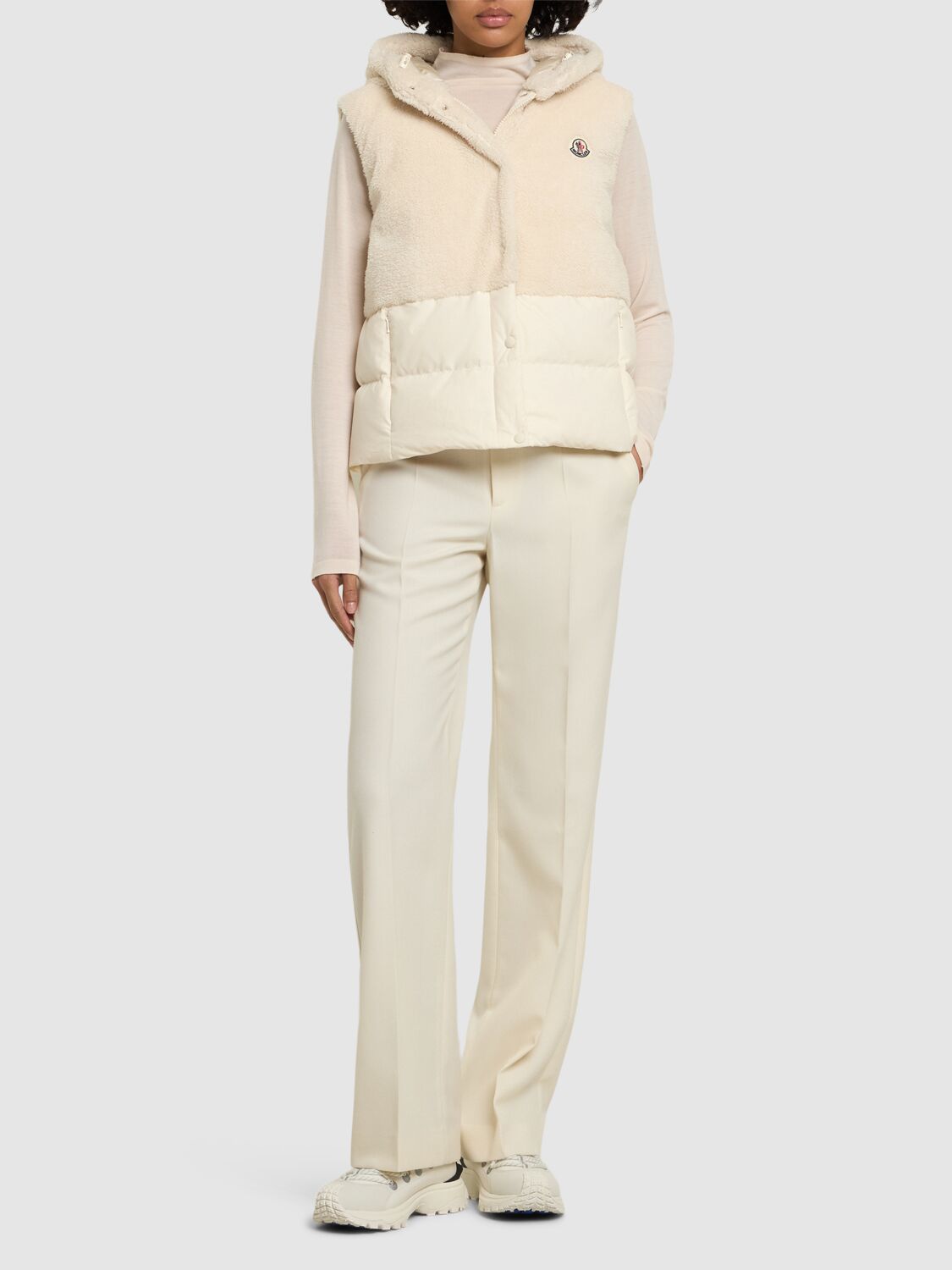 Moncler Teddy Capsule Floy Down Vest In Silk White