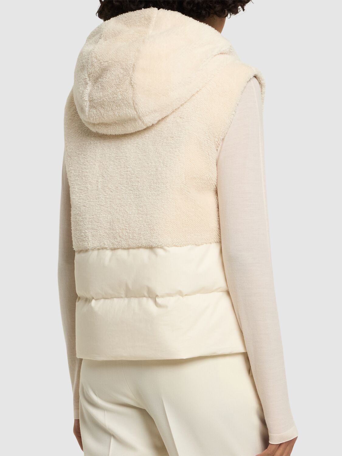 Moncler Teddy Capsule Floy Down Vest In Silk White
