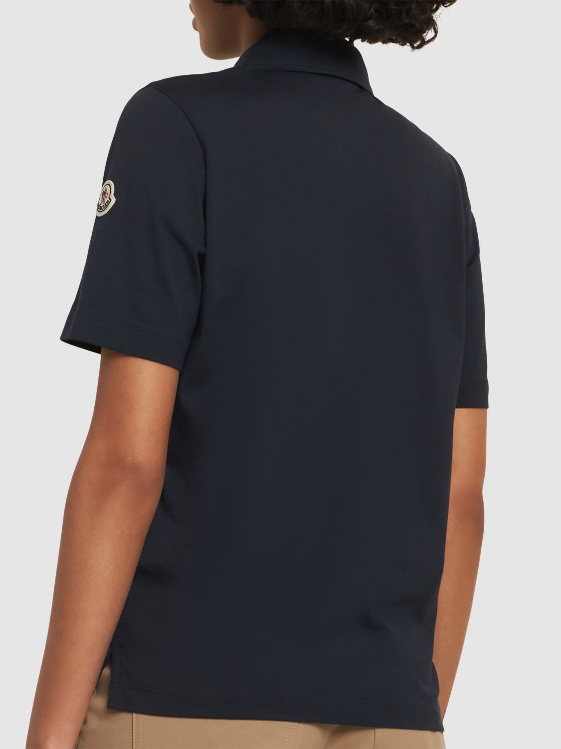 Moncler Logo-patch Cotton Polo Top In Blue