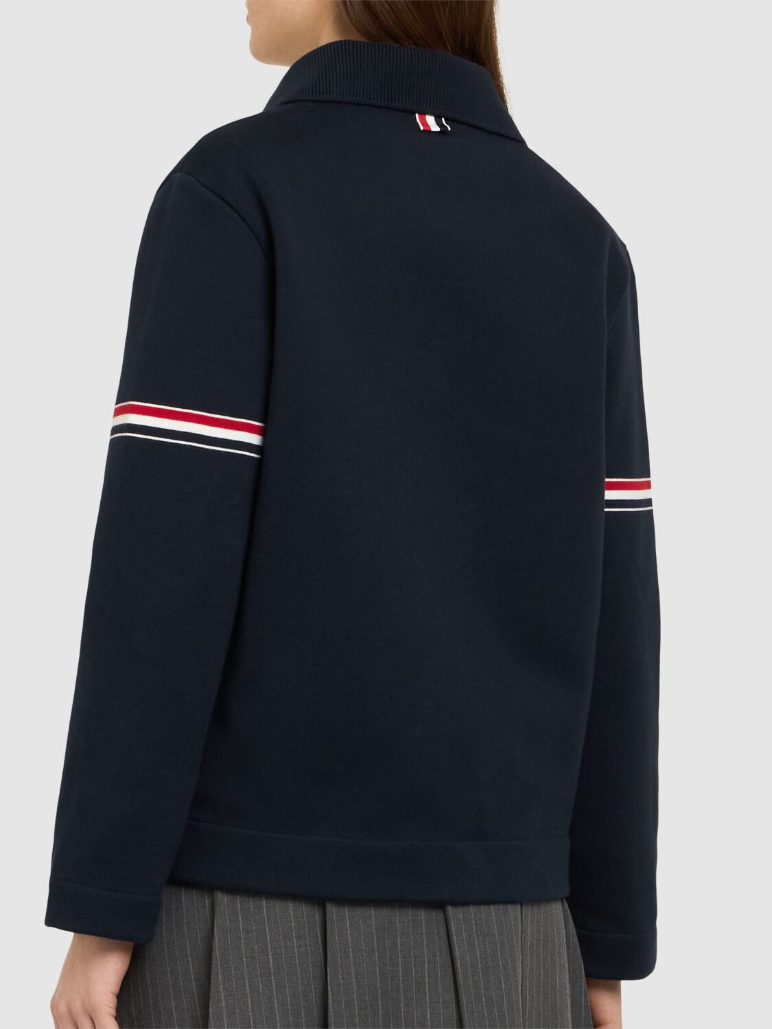 Thom Browne Cotton-blend Collared Jacket In 海军蓝